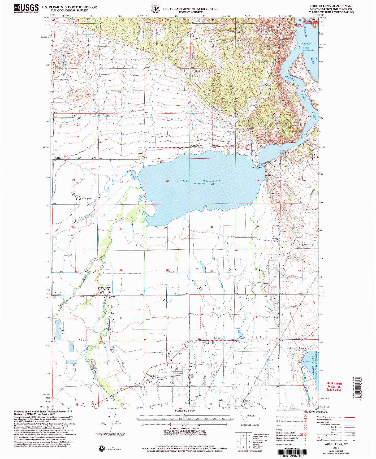 USGS 1:24000-SCALE QUADRANGLE FOR LAKE HELENA, MT 2001