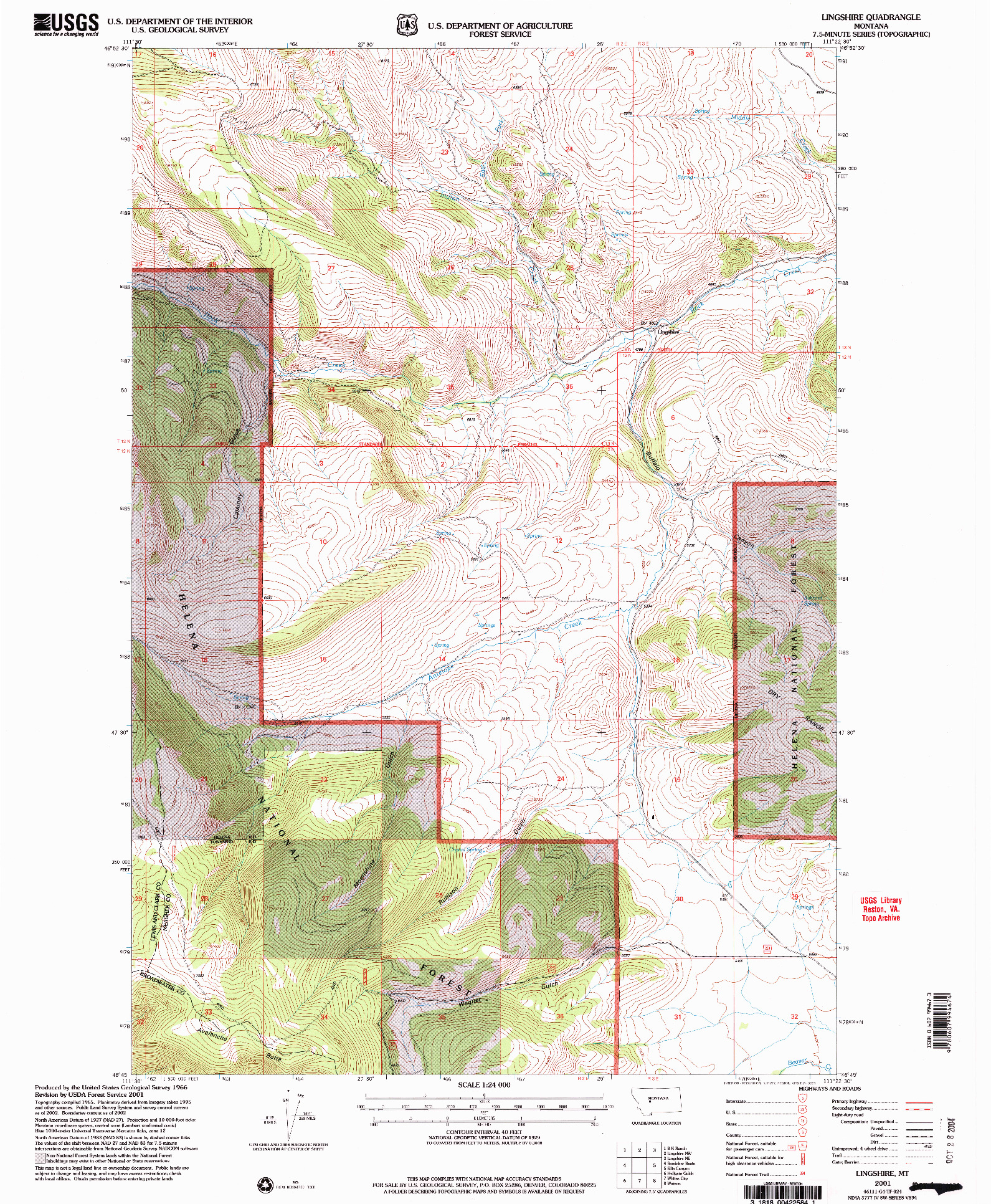 USGS 1:24000-SCALE QUADRANGLE FOR LINGSHIRE, MT 2001