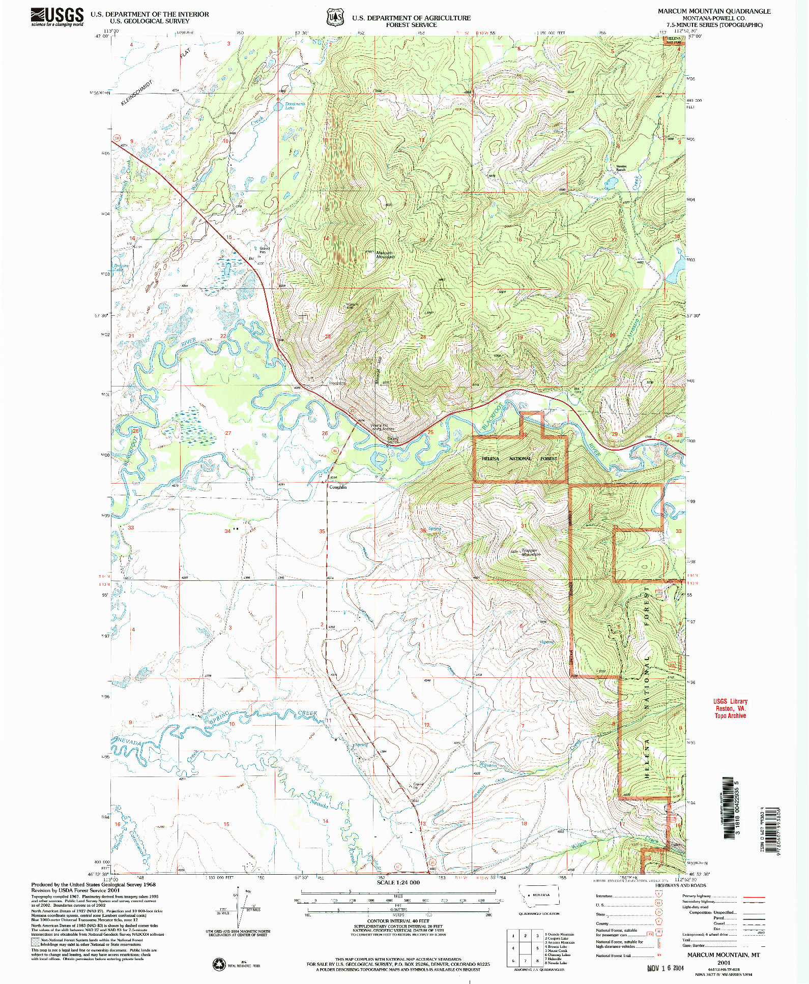 USGS 1:24000-SCALE QUADRANGLE FOR MARCUM MOUNTAIN, MT 2001