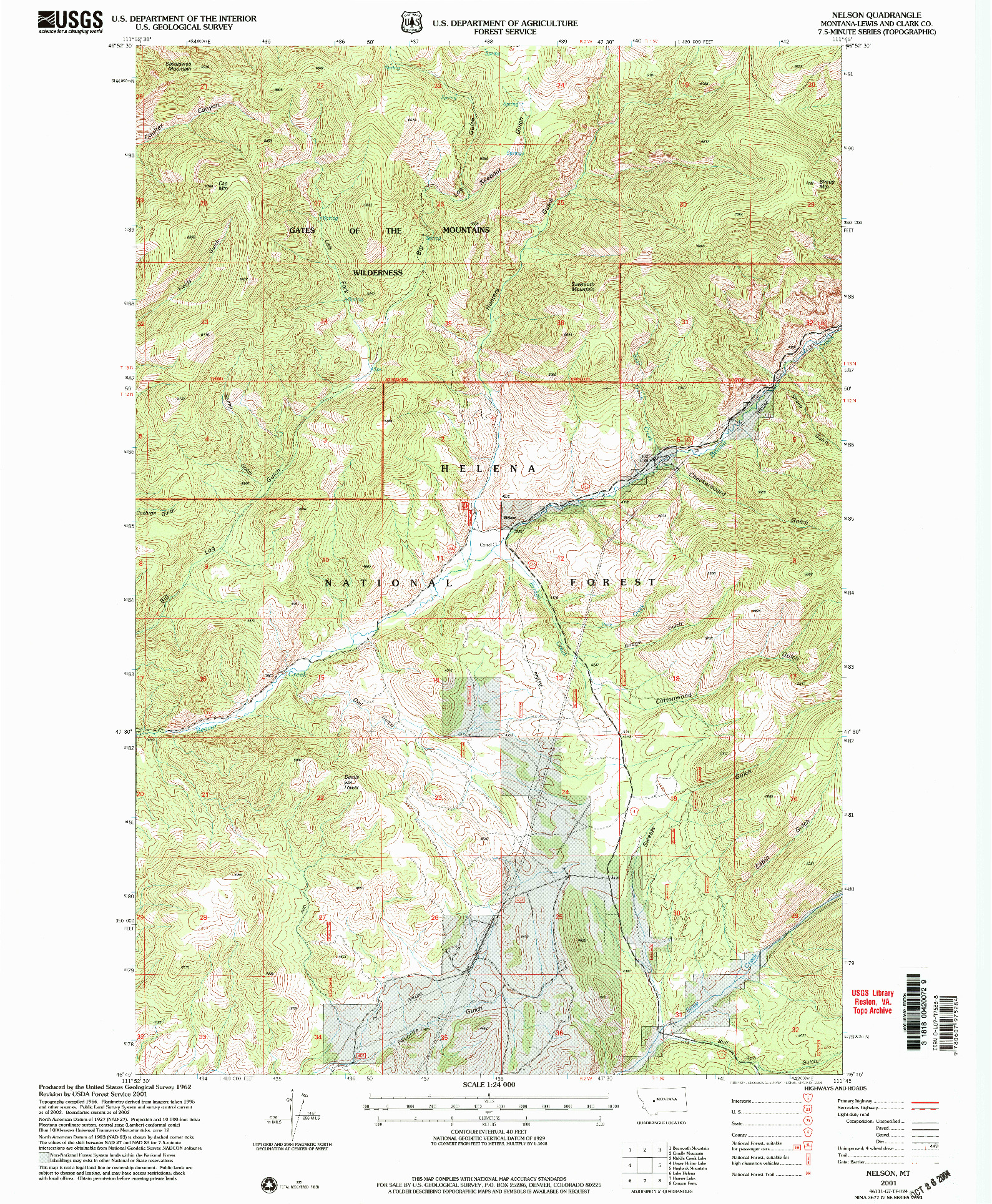 USGS 1:24000-SCALE QUADRANGLE FOR NELSON, MT 2001