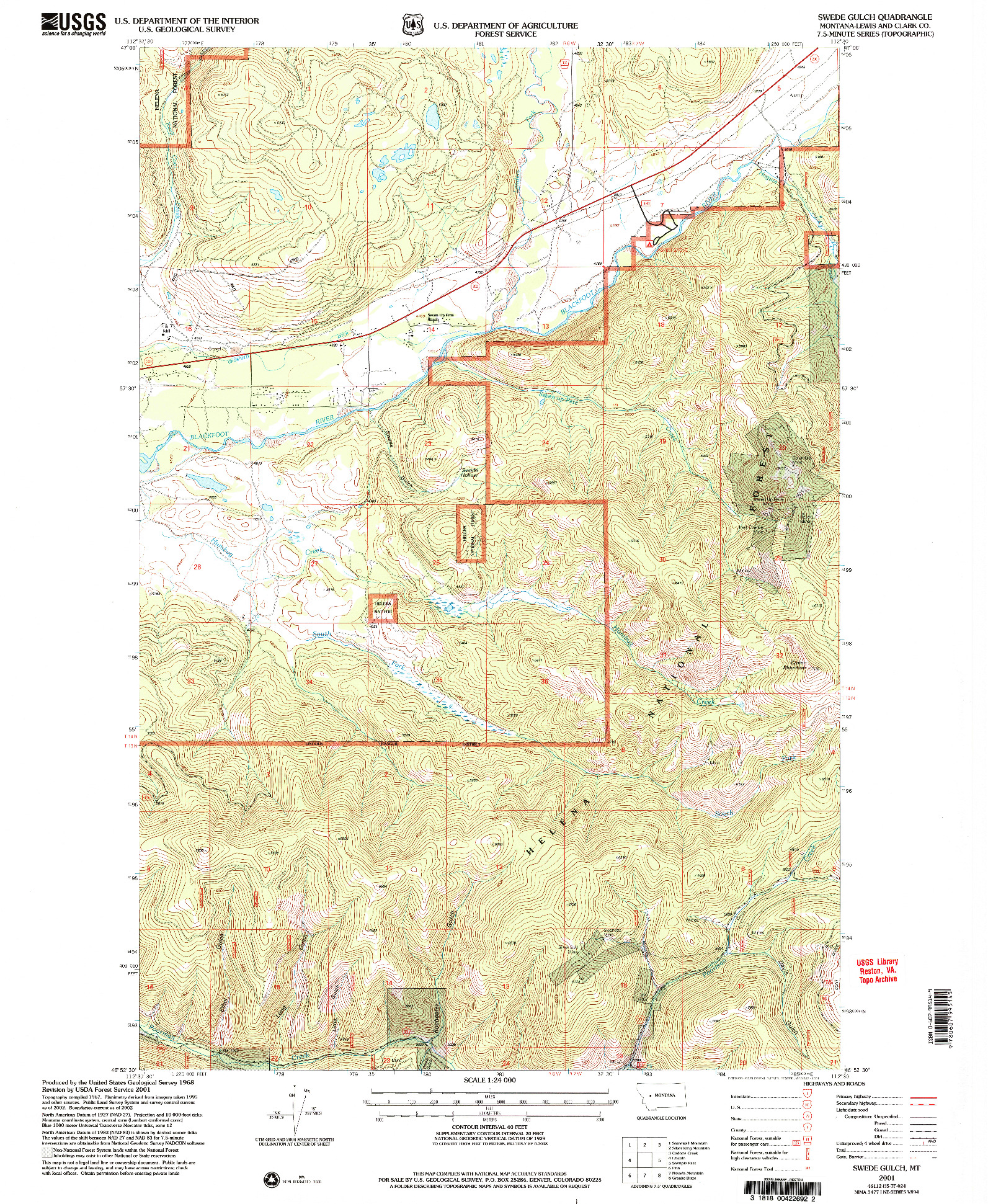 USGS 1:24000-SCALE QUADRANGLE FOR SWEDE GULCH, MT 2001