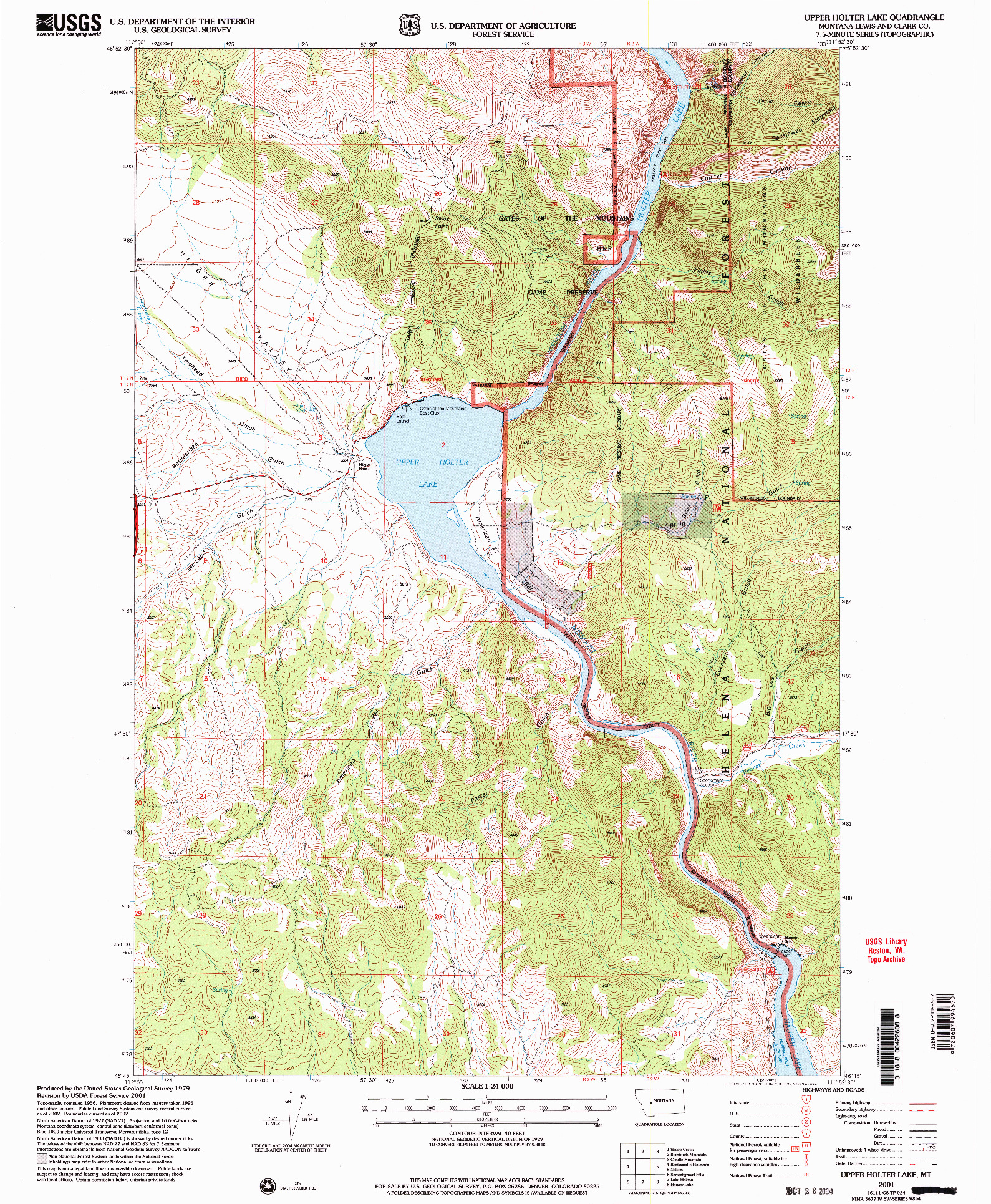 USGS 1:24000-SCALE QUADRANGLE FOR UPPER HOLTER LAKE, MT 2001