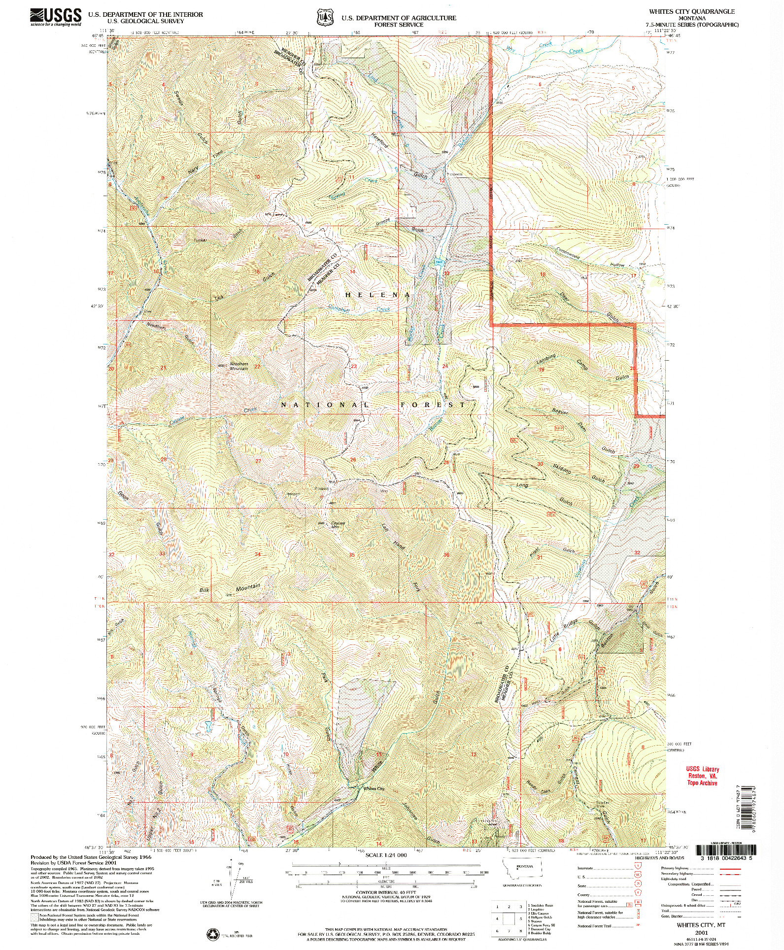 USGS 1:24000-SCALE QUADRANGLE FOR WHITES CITY, MT 2001