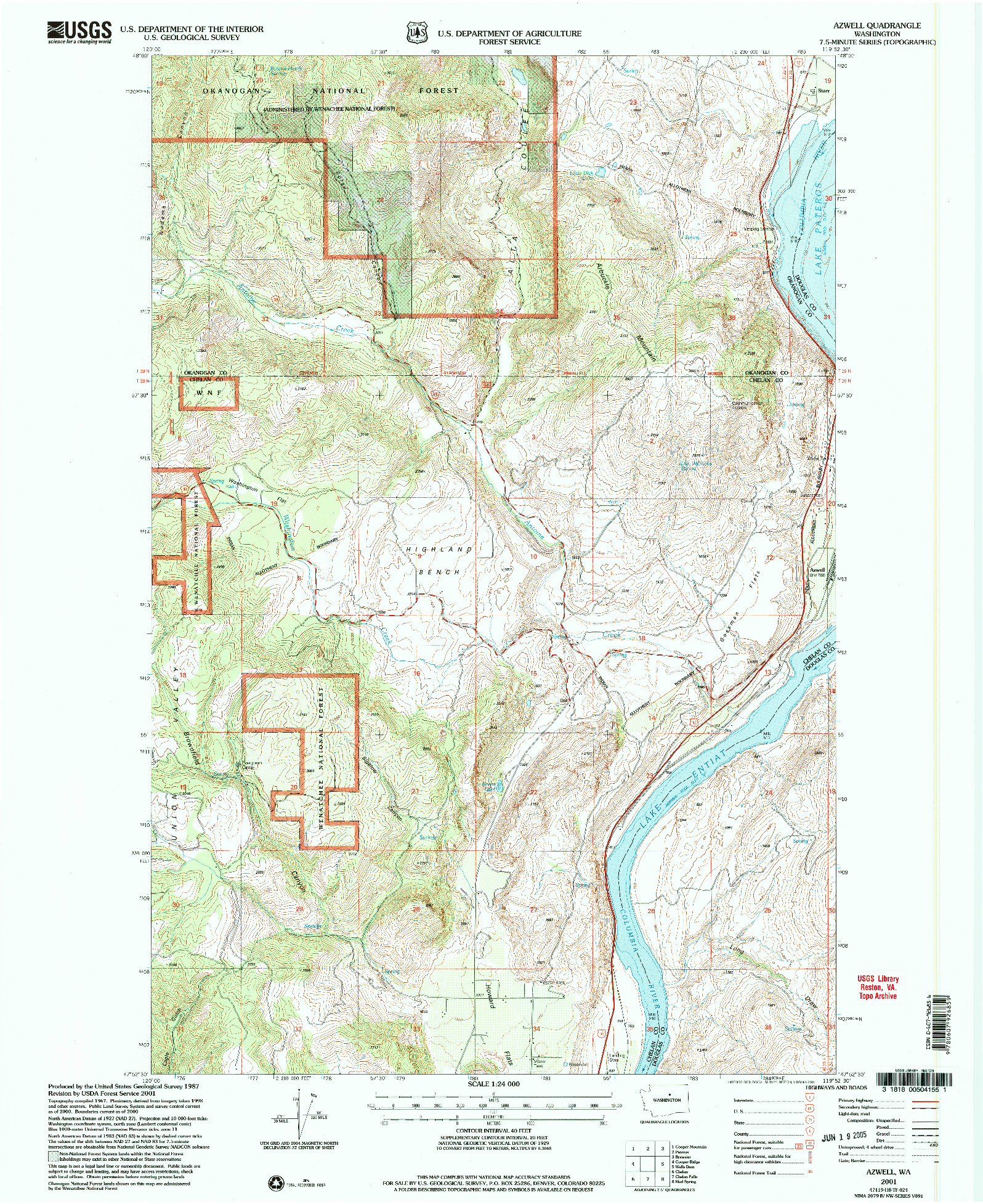 USGS 1:24000-SCALE QUADRANGLE FOR AZWELL, WA 2001