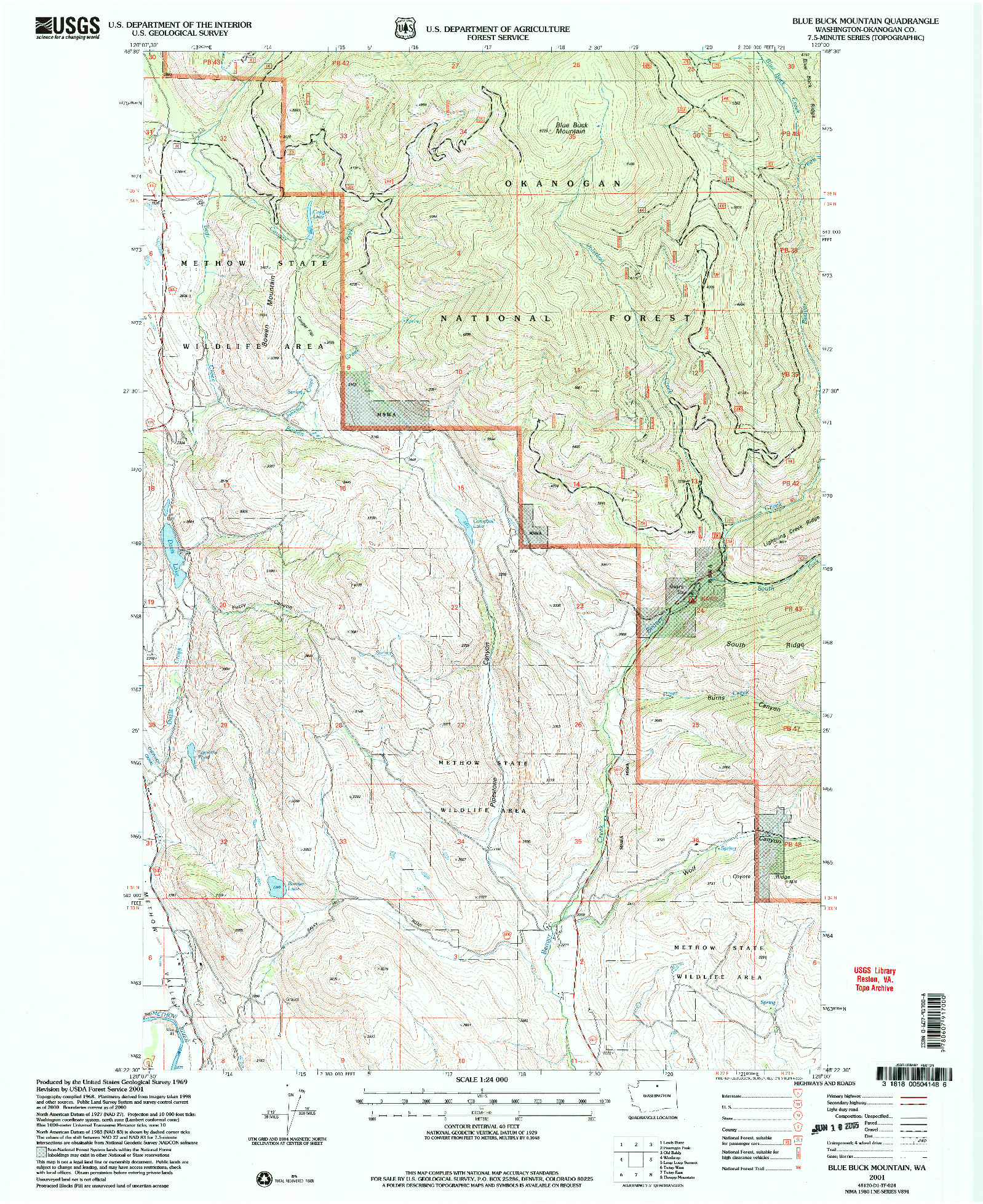 USGS 1:24000-SCALE QUADRANGLE FOR BLUE BUCK MOUNTAIN, WA 2001