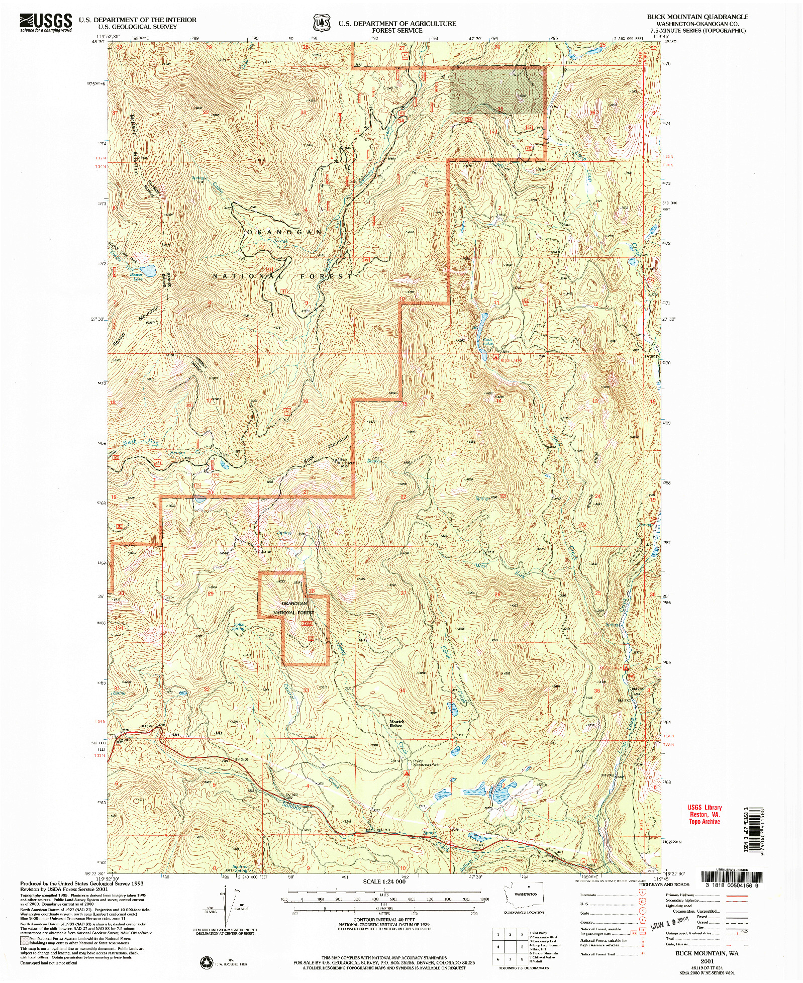 USGS 1:24000-SCALE QUADRANGLE FOR BUCK MOUNTAIN, WA 2001