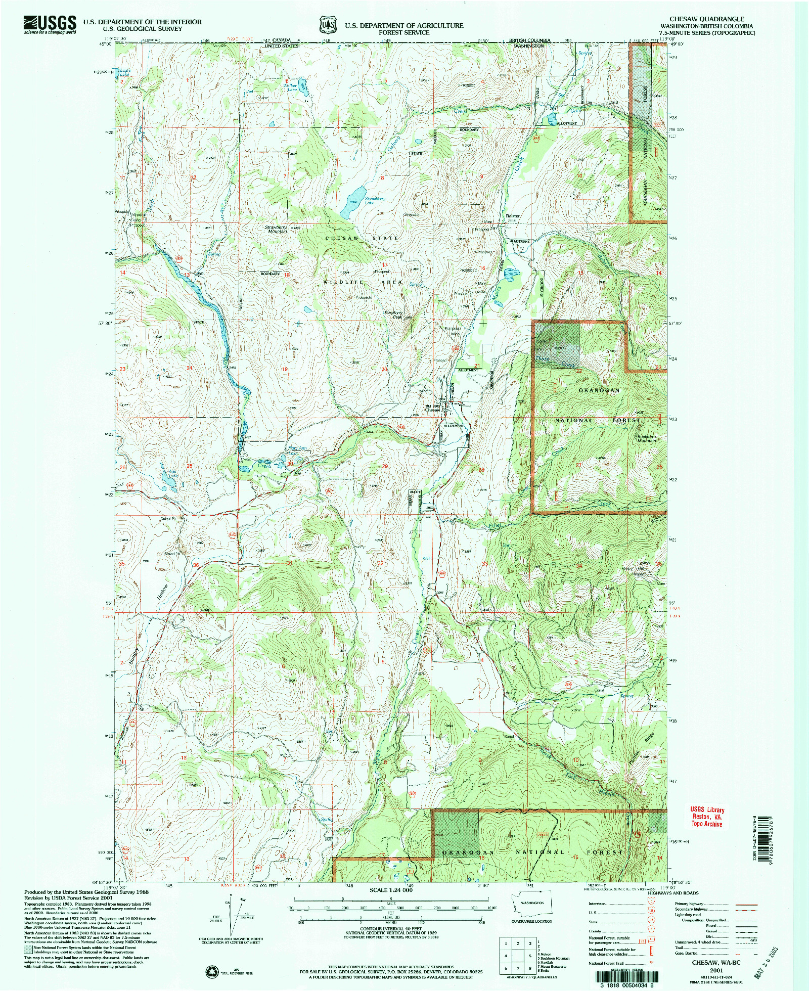USGS 1:24000-SCALE QUADRANGLE FOR CHESAW, WA 2001