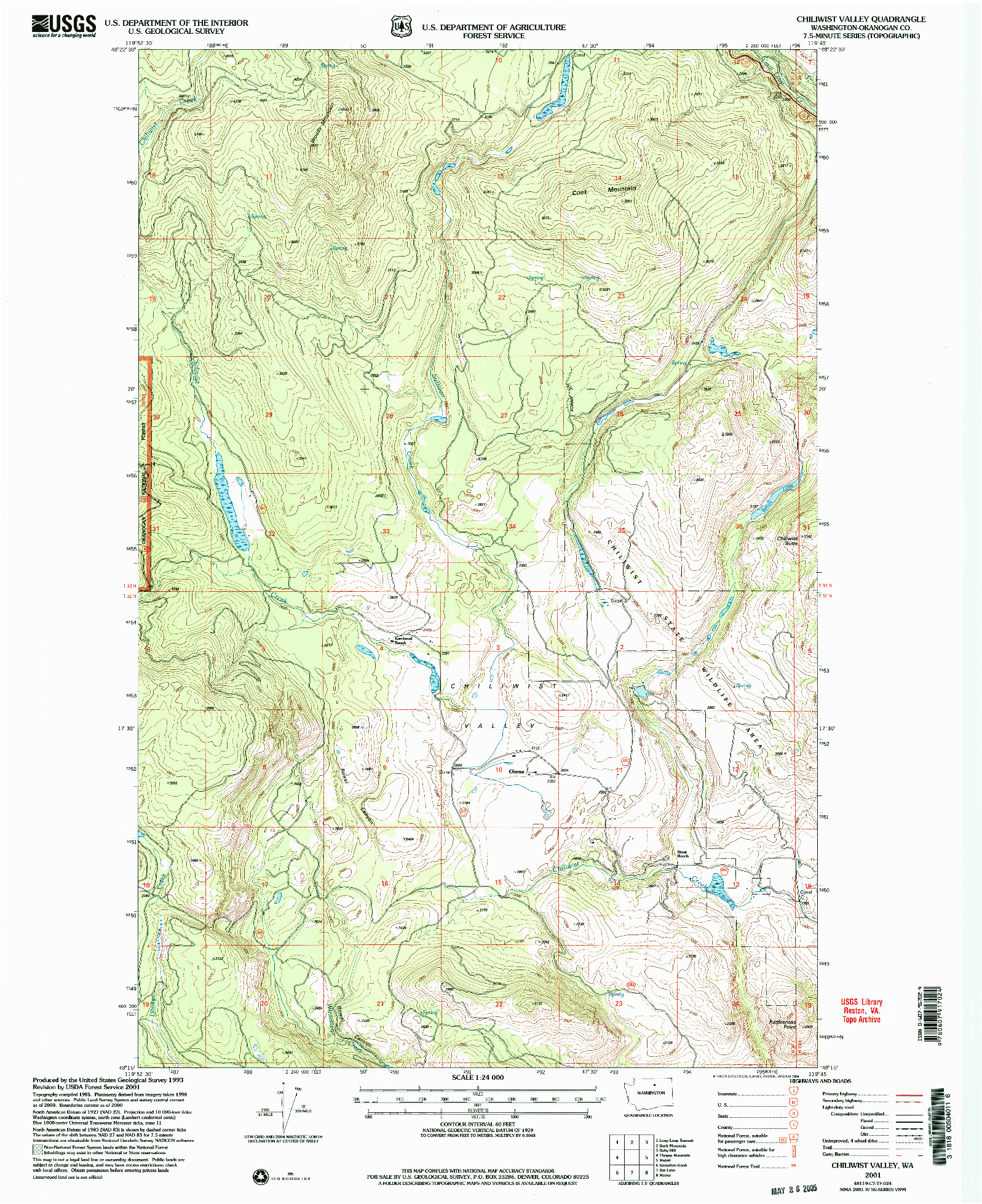 USGS 1:24000-SCALE QUADRANGLE FOR CHILIWIST VALLEY, WA 2001