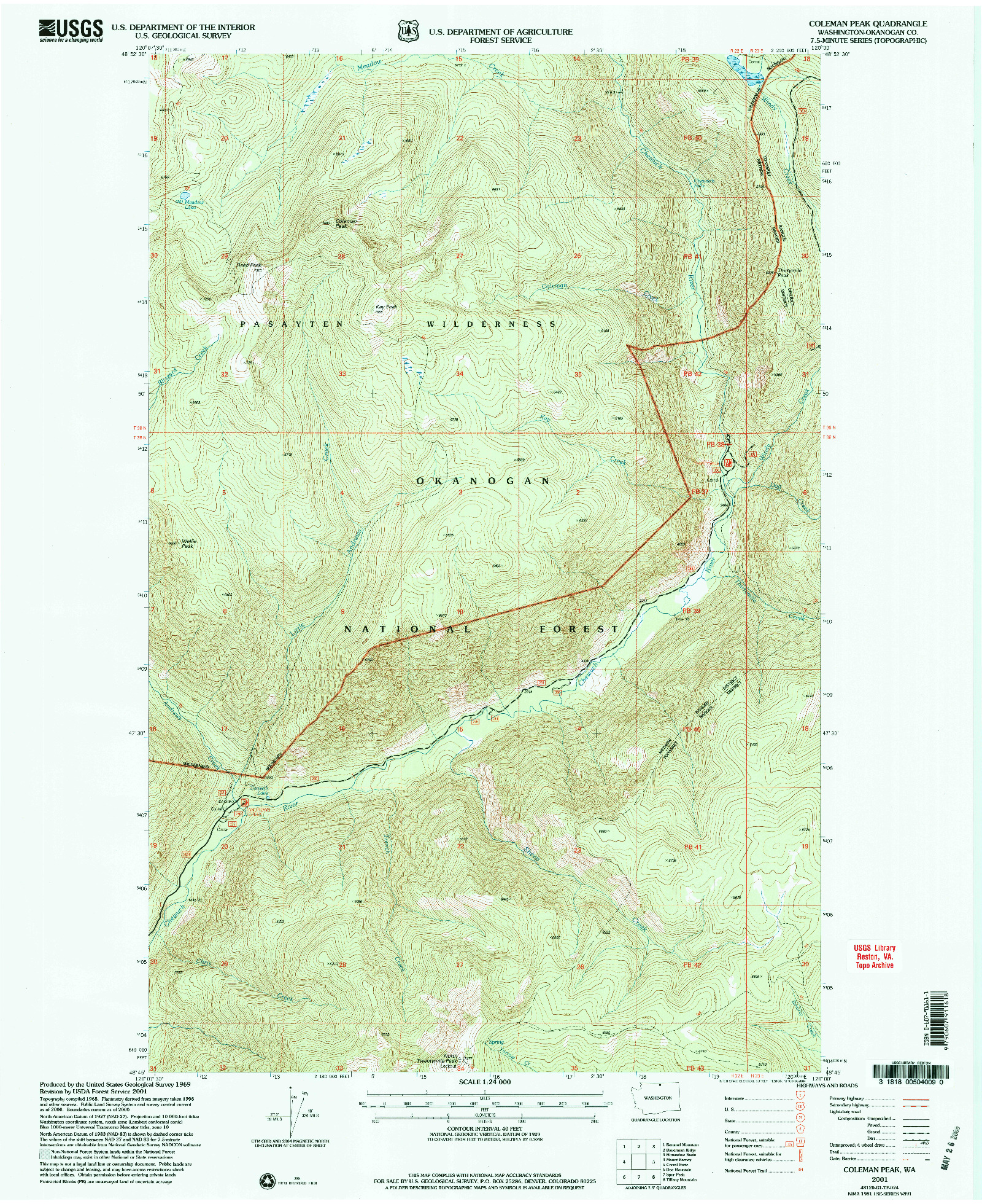 USGS 1:24000-SCALE QUADRANGLE FOR COLEMAN PEAK, WA 2001
