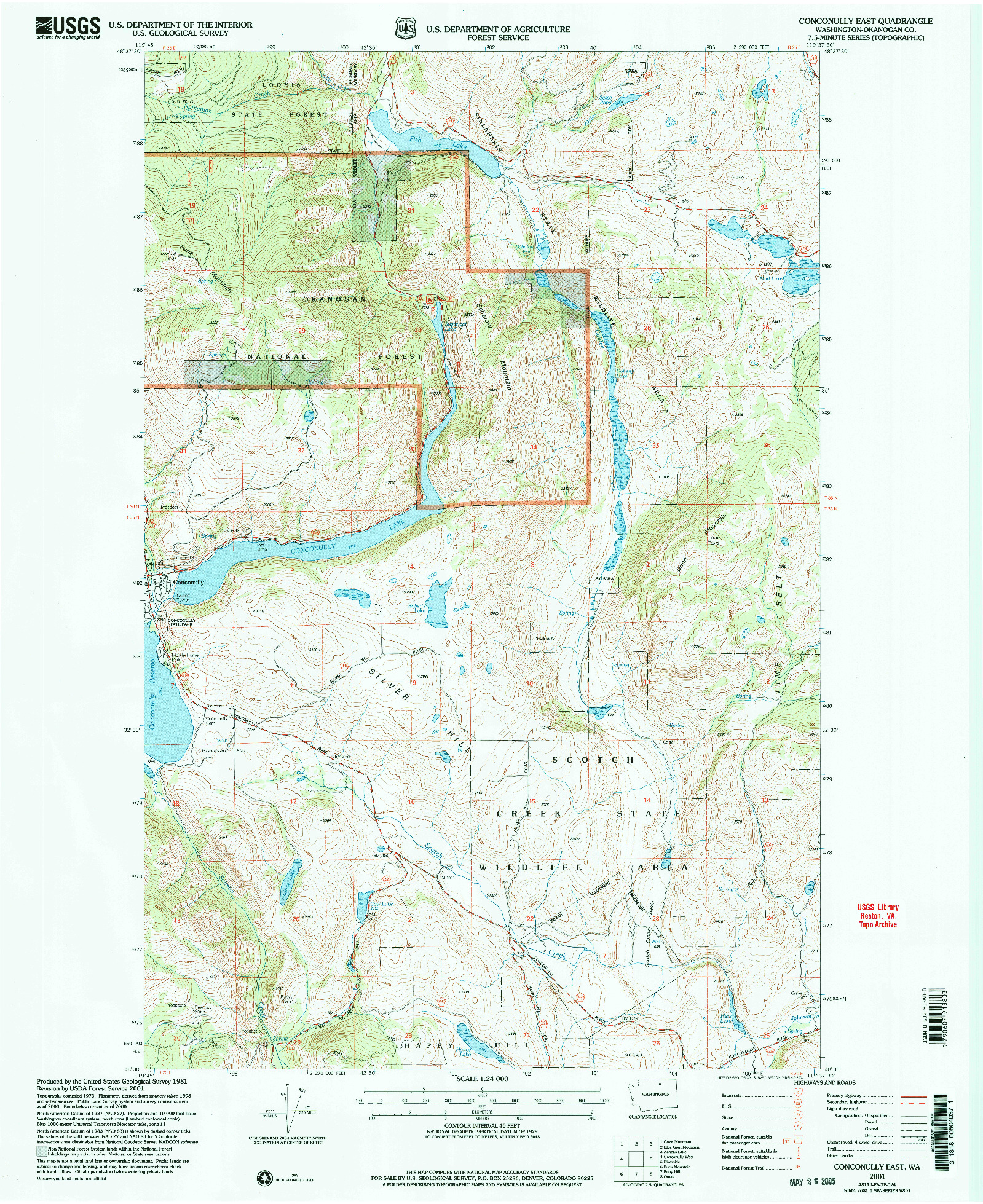 USGS 1:24000-SCALE QUADRANGLE FOR CONCONULLY EAST, WA 2001