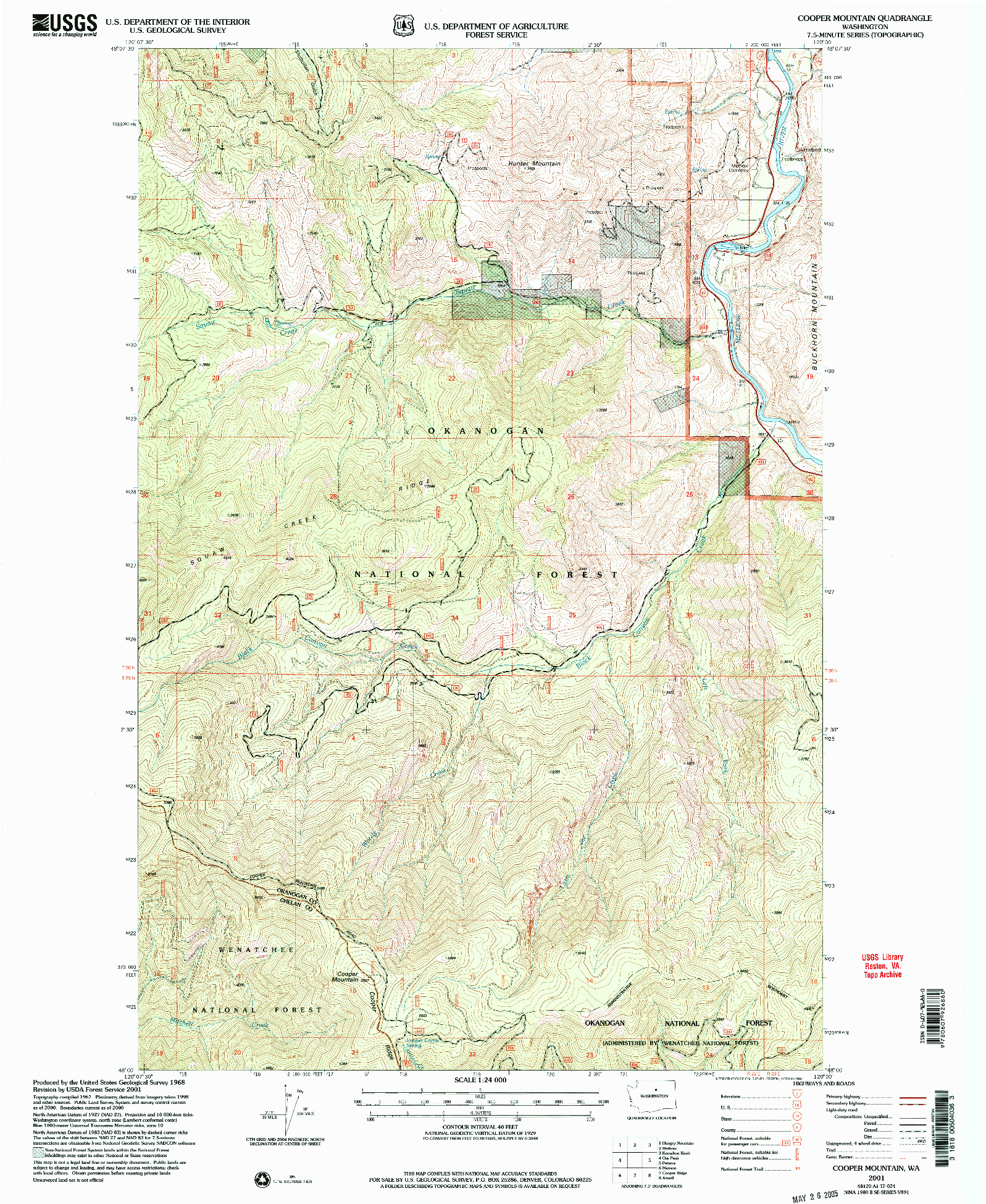 USGS 1:24000-SCALE QUADRANGLE FOR COOPER MOUNTAIN, WA 2001
