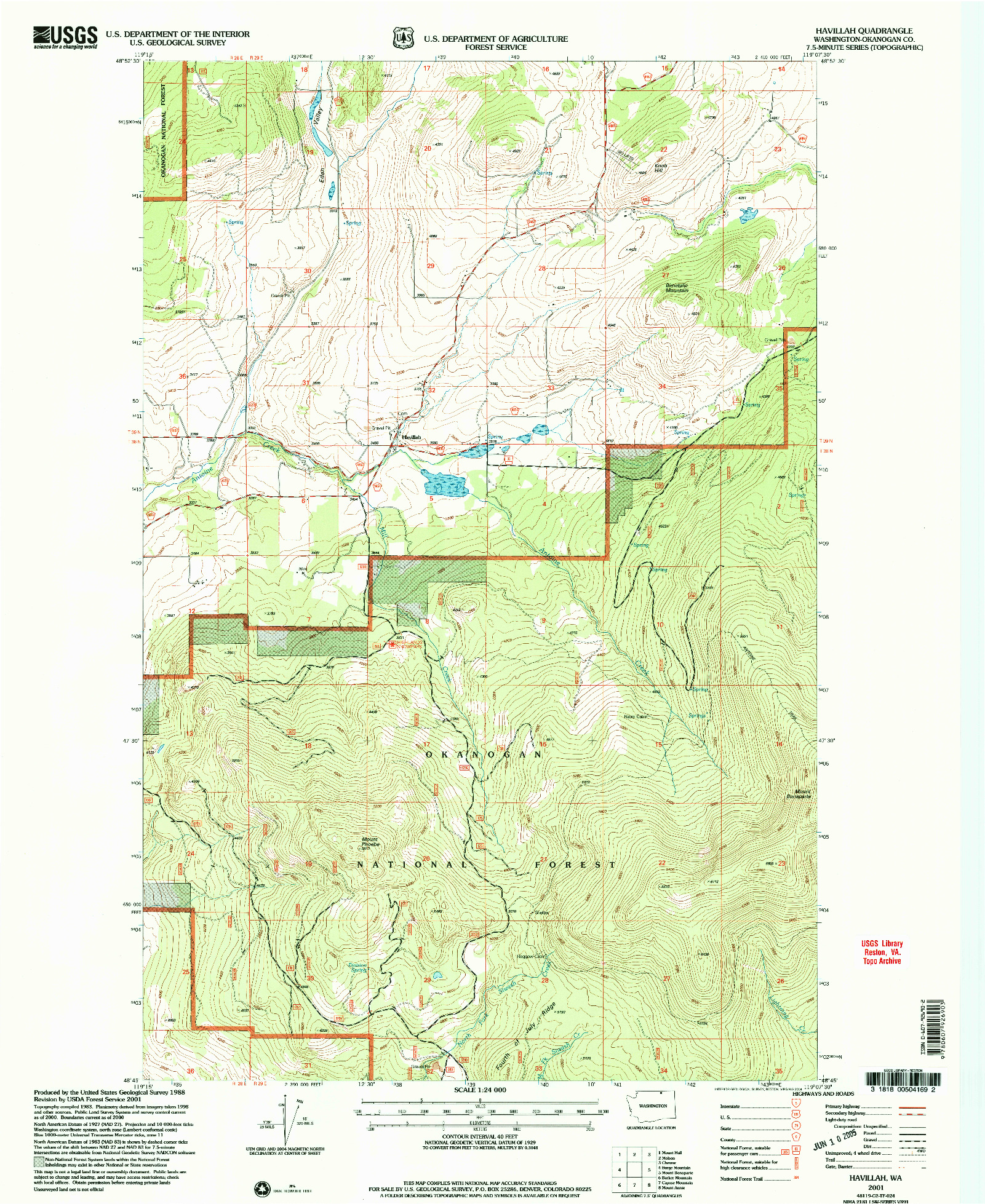 USGS 1:24000-SCALE QUADRANGLE FOR HAVILLAH, WA 2001