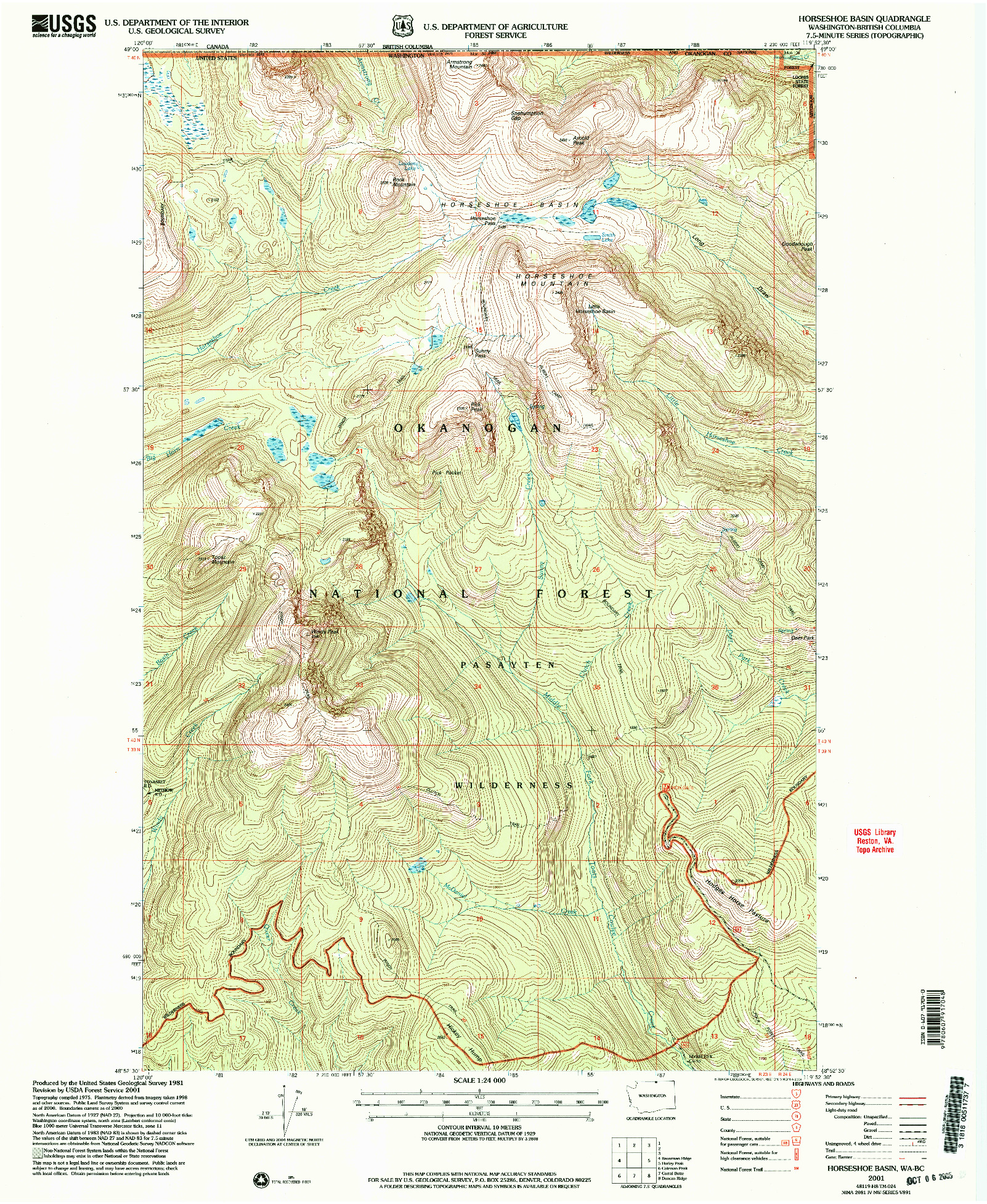 USGS 1:24000-SCALE QUADRANGLE FOR HORSESHOE BASIN, WA 2001