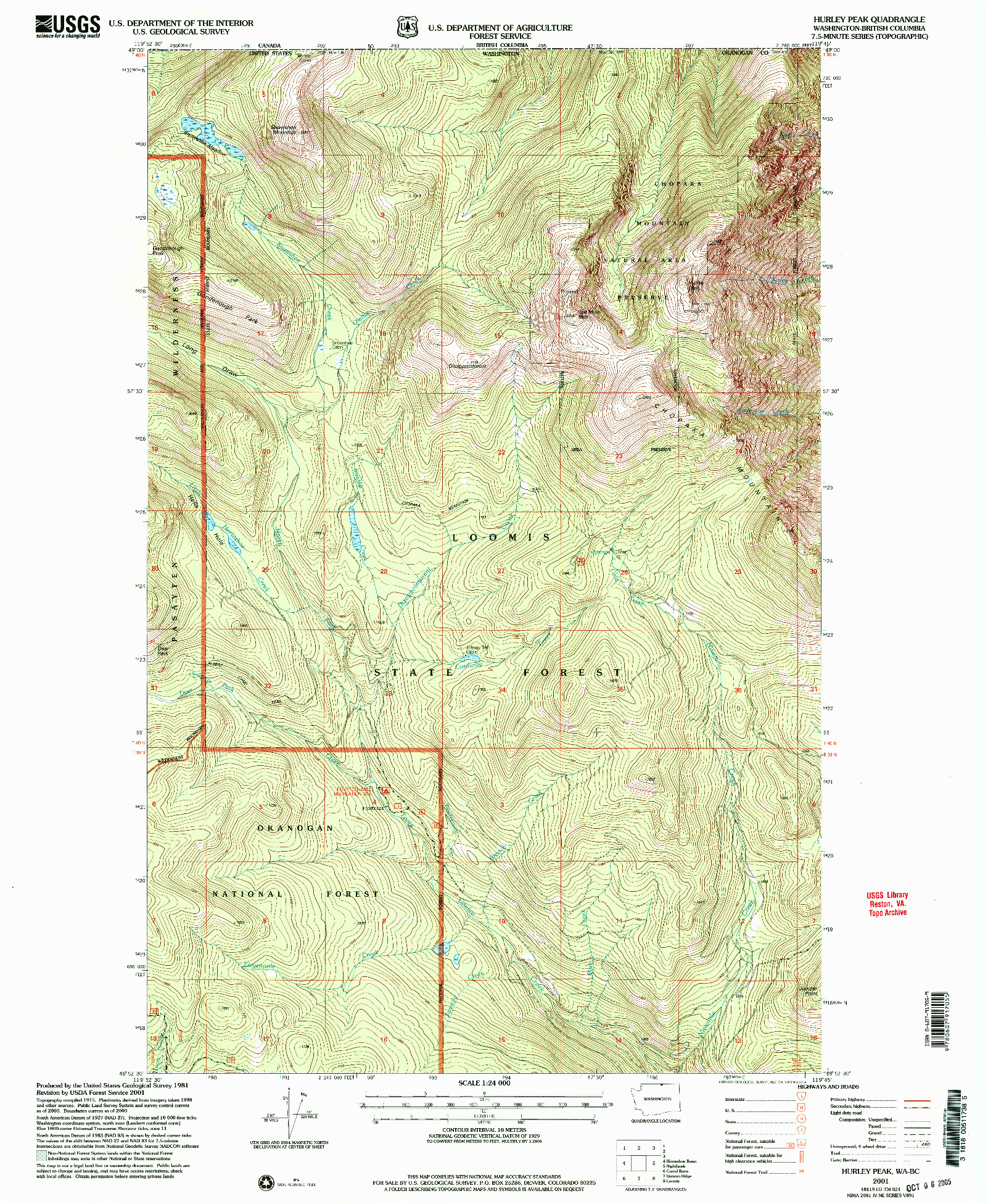 USGS 1:24000-SCALE QUADRANGLE FOR HURLEY PEAK, WA 2001