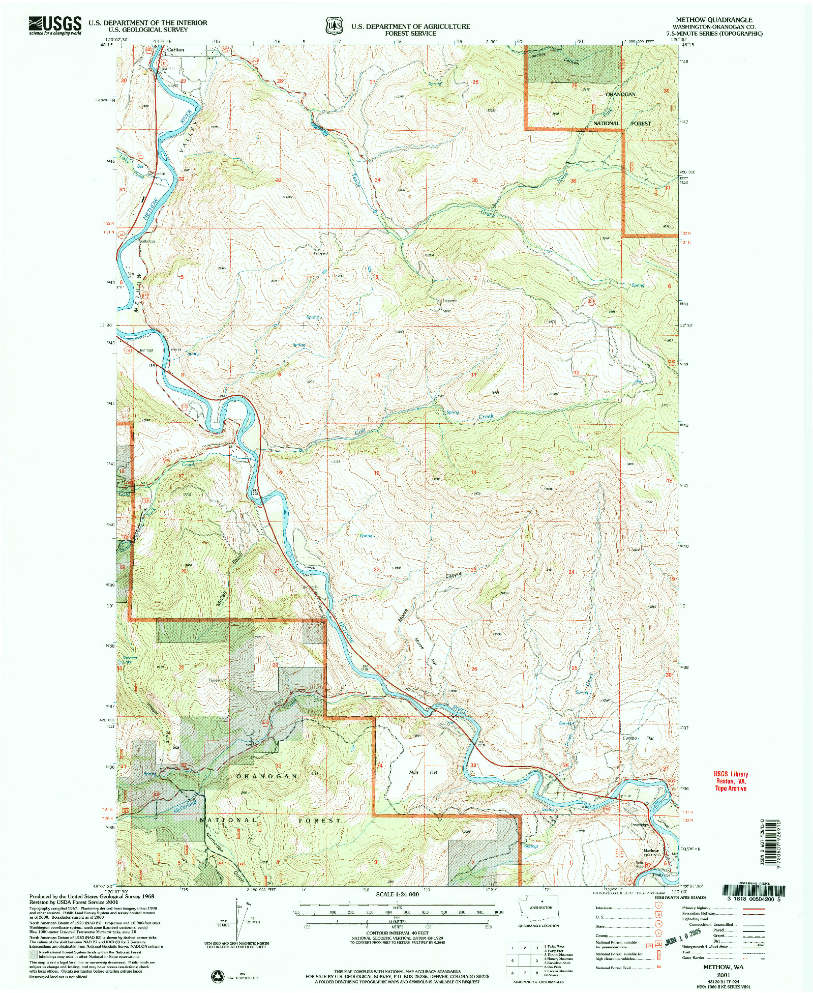 USGS 1:24000-SCALE QUADRANGLE FOR METHOW, WA 2001