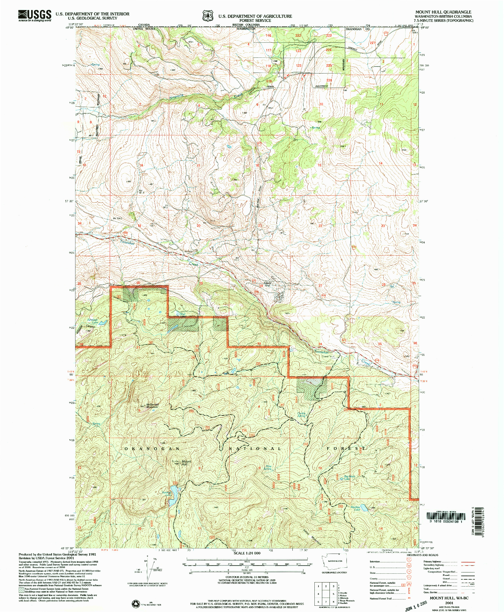 USGS 1:24000-SCALE QUADRANGLE FOR MOUNT HULL, WA 2001