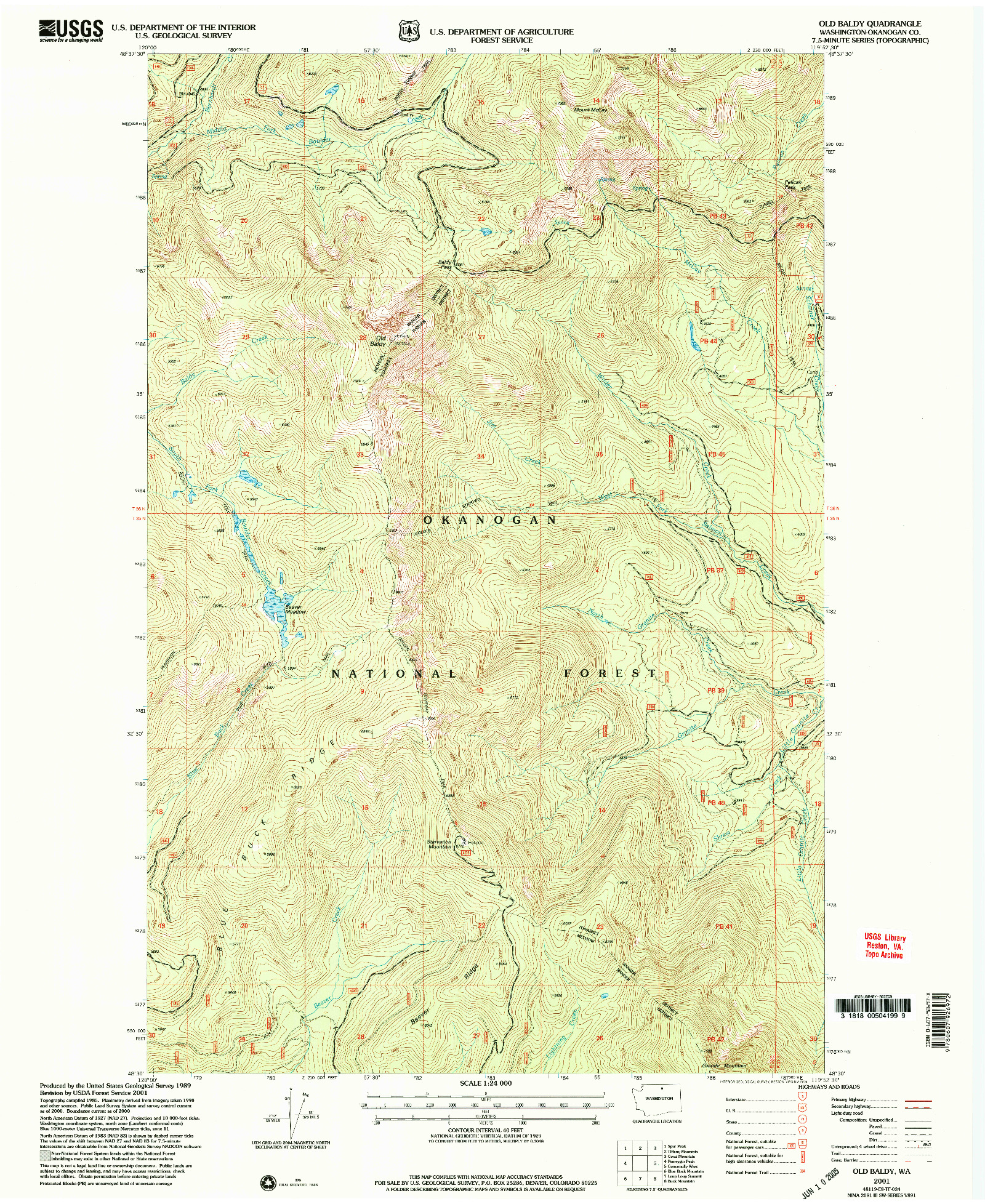 USGS 1:24000-SCALE QUADRANGLE FOR OLD BALDY, WA 2001
