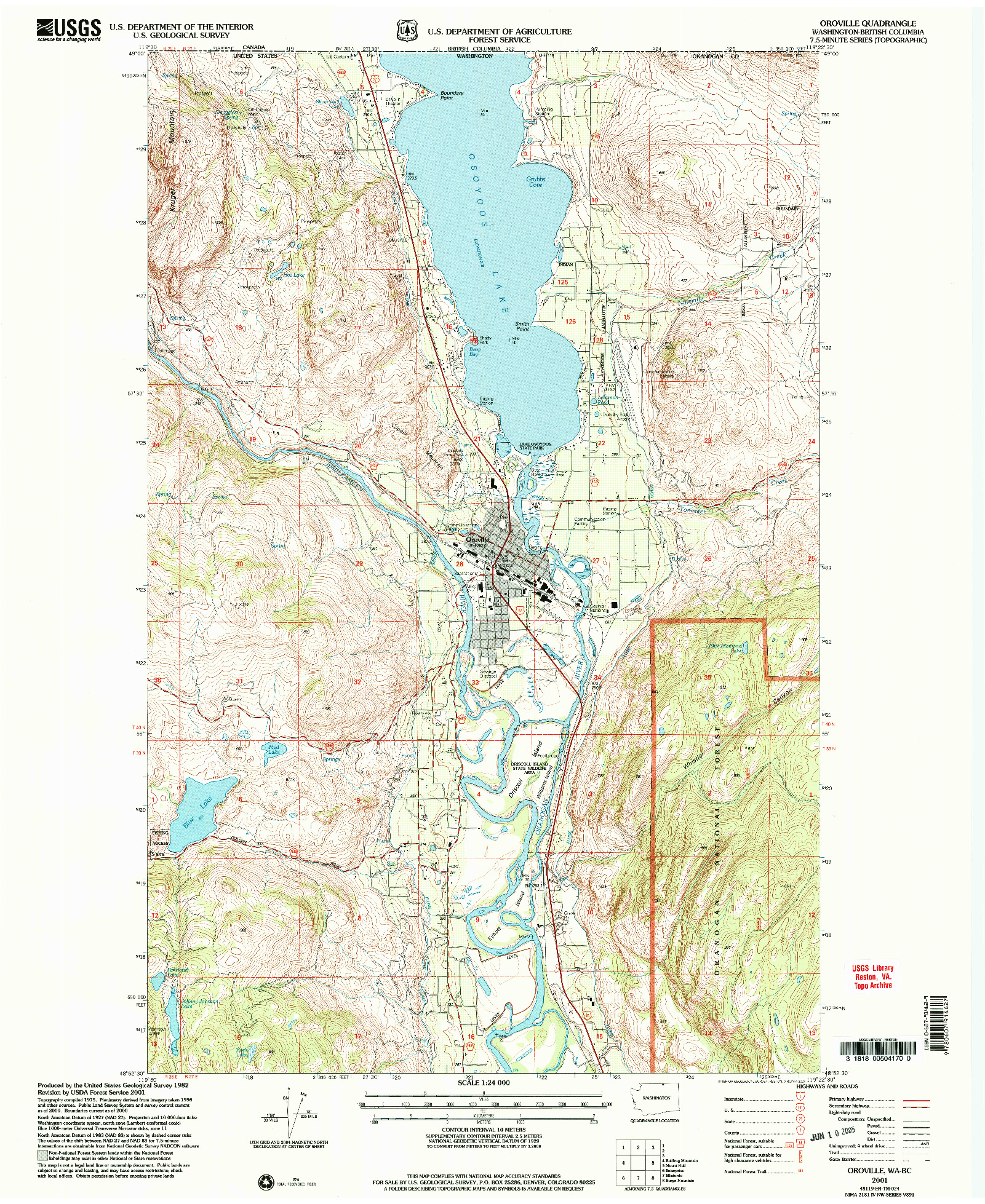 USGS 1:24000-SCALE QUADRANGLE FOR OROVILLE, WA 2001