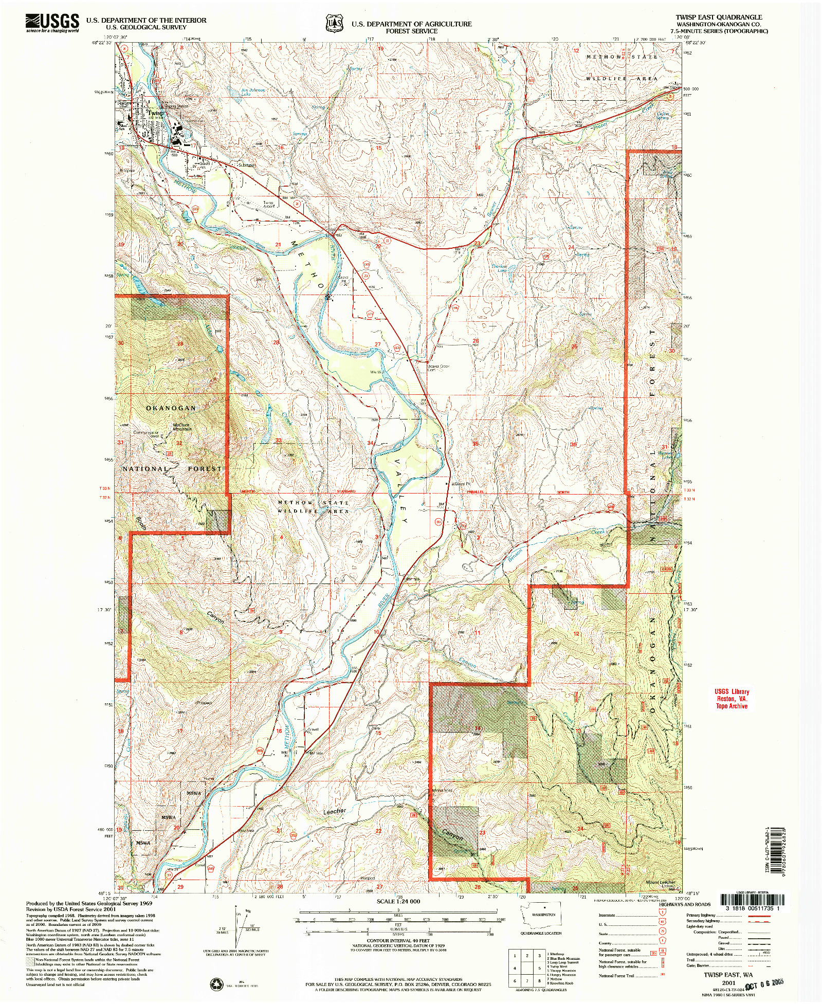USGS 1:24000-SCALE QUADRANGLE FOR TWISP EAST, WA 2001