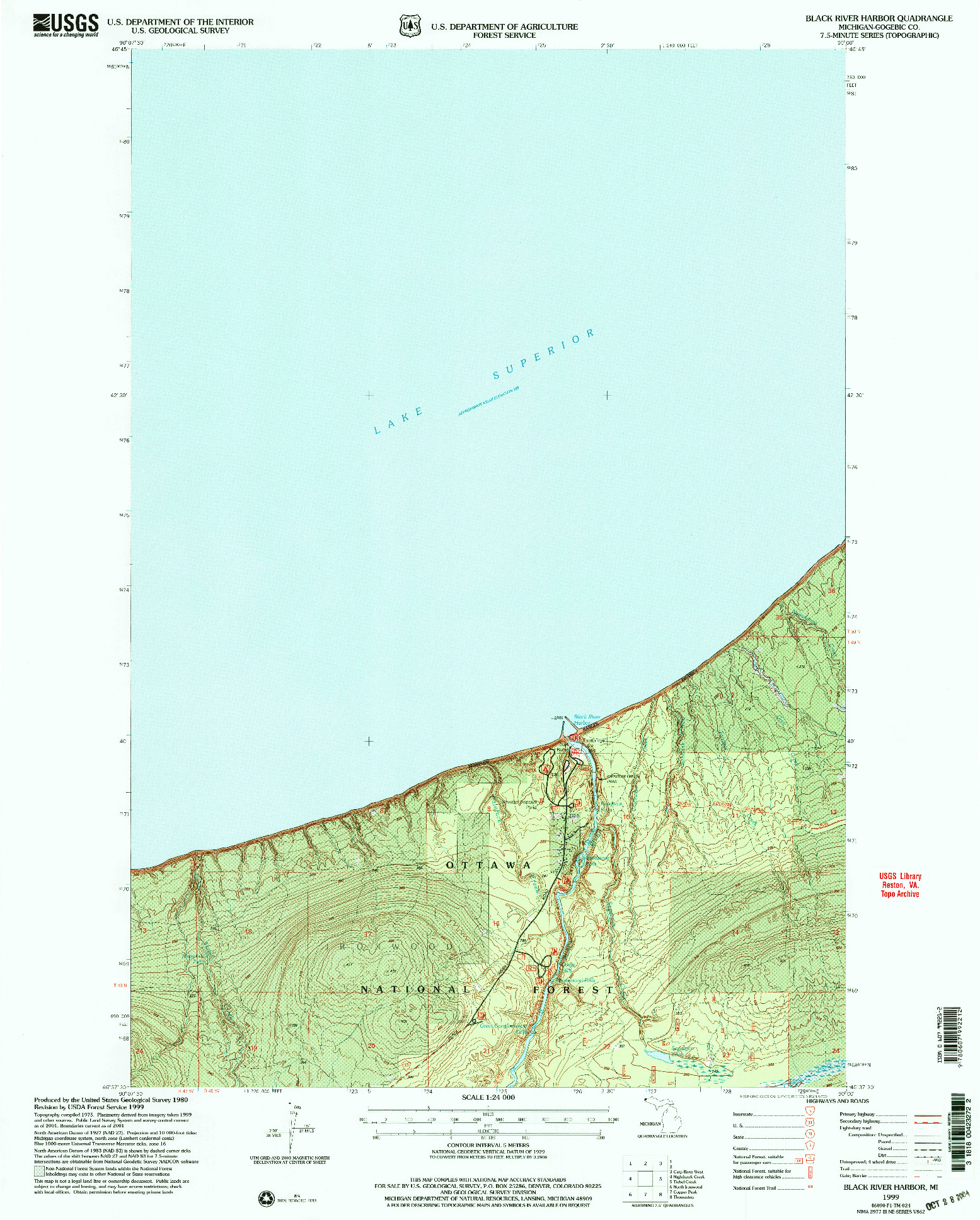 USGS 1:24000-SCALE QUADRANGLE FOR BLACK RIVER HARBOR, MI 1999