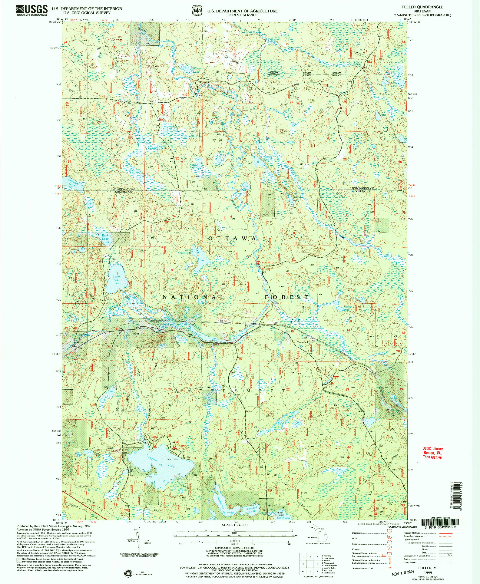 USGS 1:24000-SCALE QUADRANGLE FOR FULLER, MI 1999