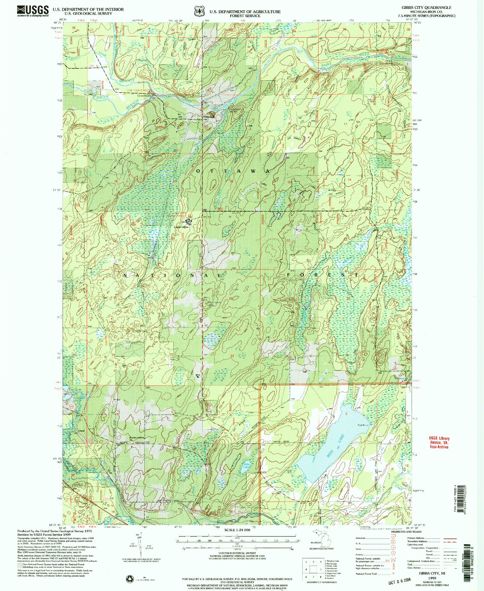 USGS 1:24000-SCALE QUADRANGLE FOR GIBBS CITY, MI 1999