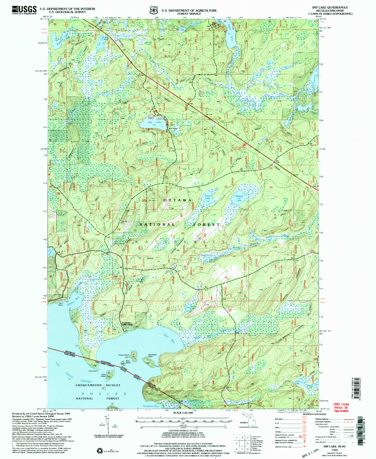 USGS 1:24000-SCALE QUADRANGLE FOR IMP LAKE, MI 1999