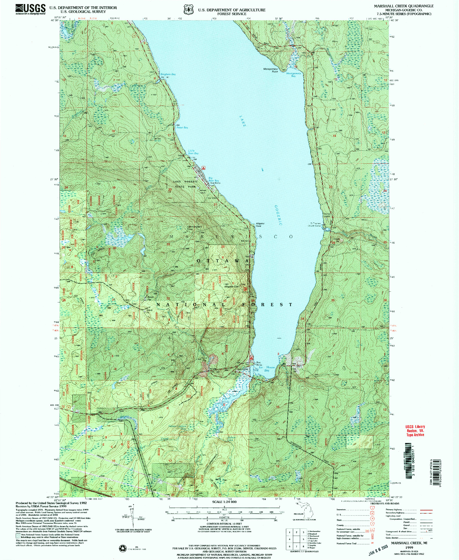 USGS 1:24000-SCALE QUADRANGLE FOR MARSHALL CREEK, MI 1999