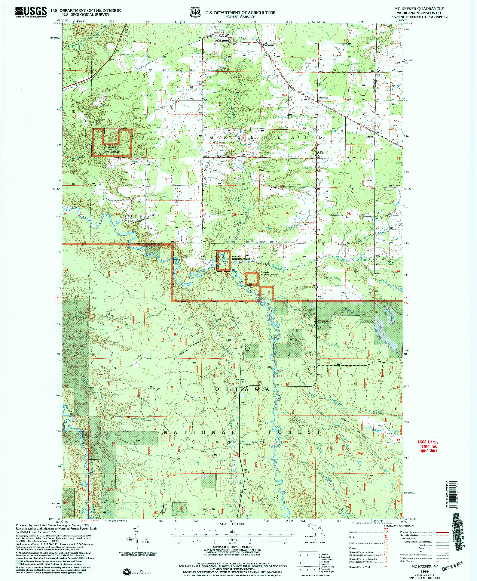 USGS 1:24000-SCALE QUADRANGLE FOR MCKEEVER, MI 1999