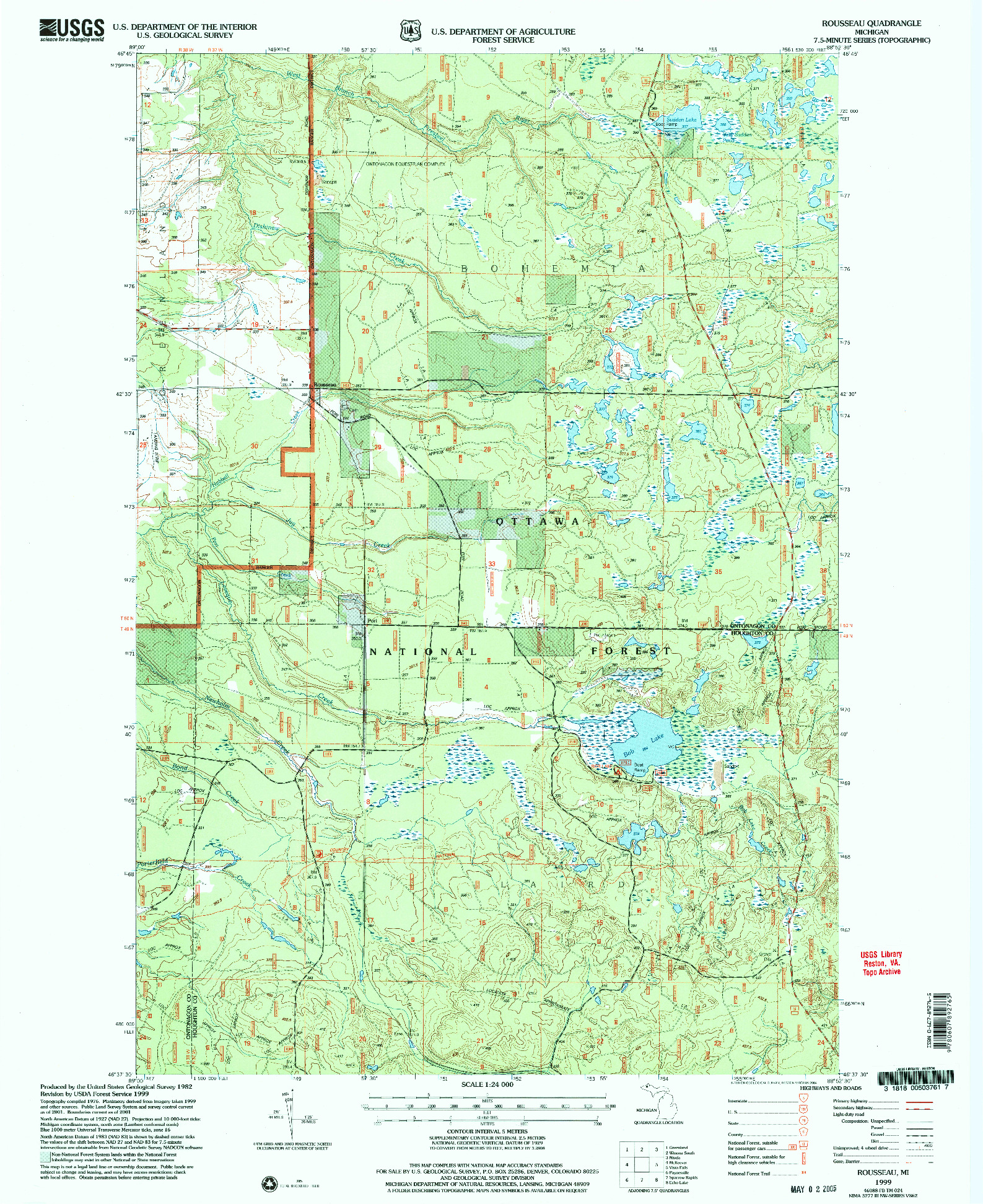 USGS 1:24000-SCALE QUADRANGLE FOR ROUSSEAU, MI 1999