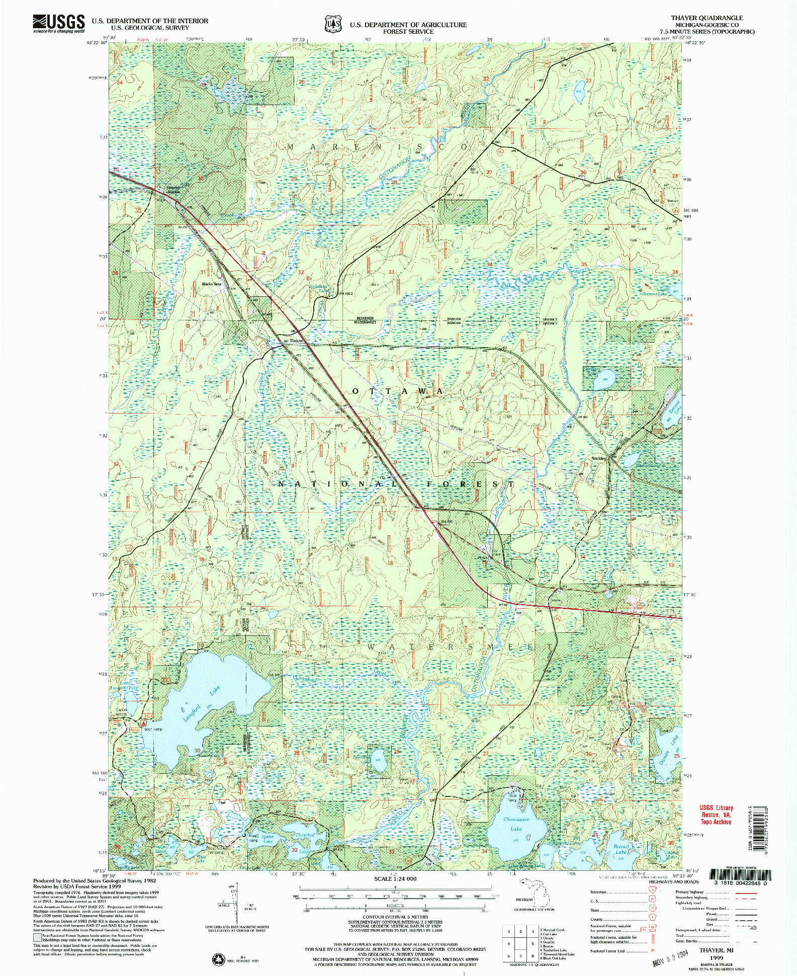 USGS 1:24000-SCALE QUADRANGLE FOR THAYER, MI 1999