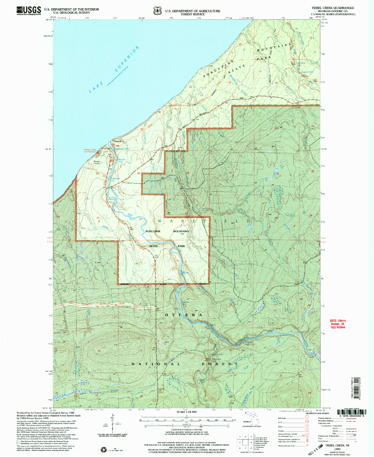 USGS 1:24000-SCALE QUADRANGLE FOR TIEBEL CREEK, MI 1999