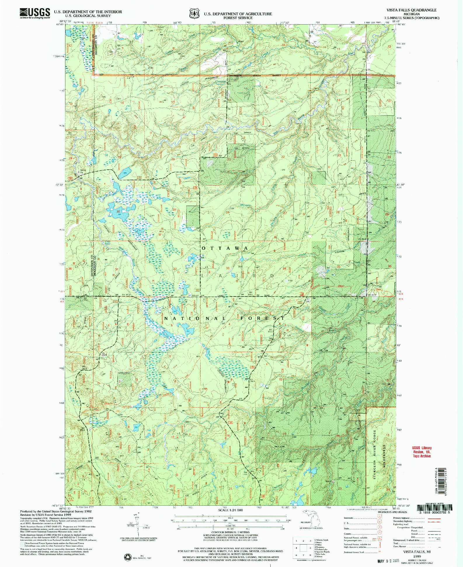 USGS 1:24000-SCALE QUADRANGLE FOR VISTA FALLS, MI 1999