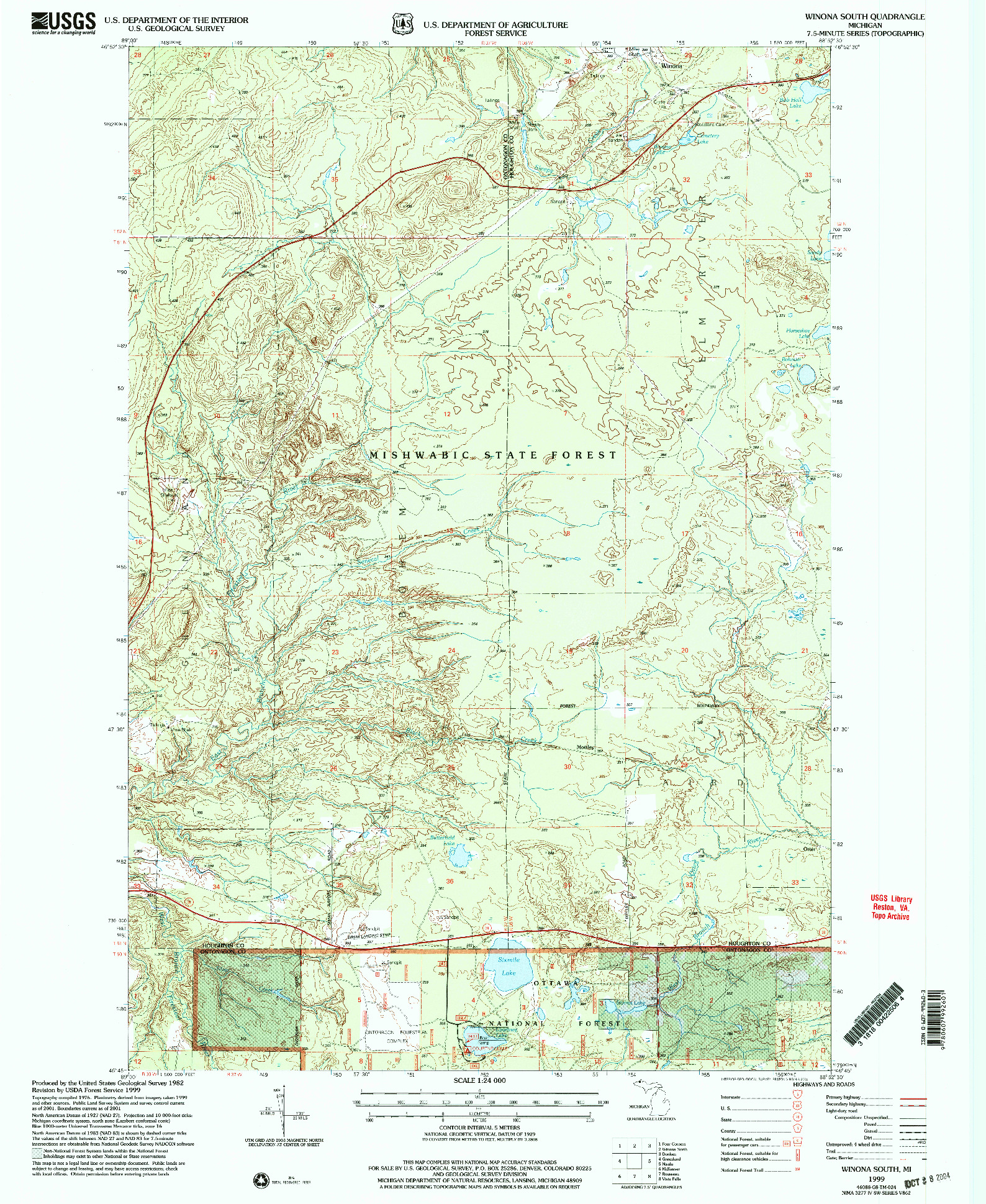 USGS 1:24000-SCALE QUADRANGLE FOR WINONA SOUTH, MI 1999