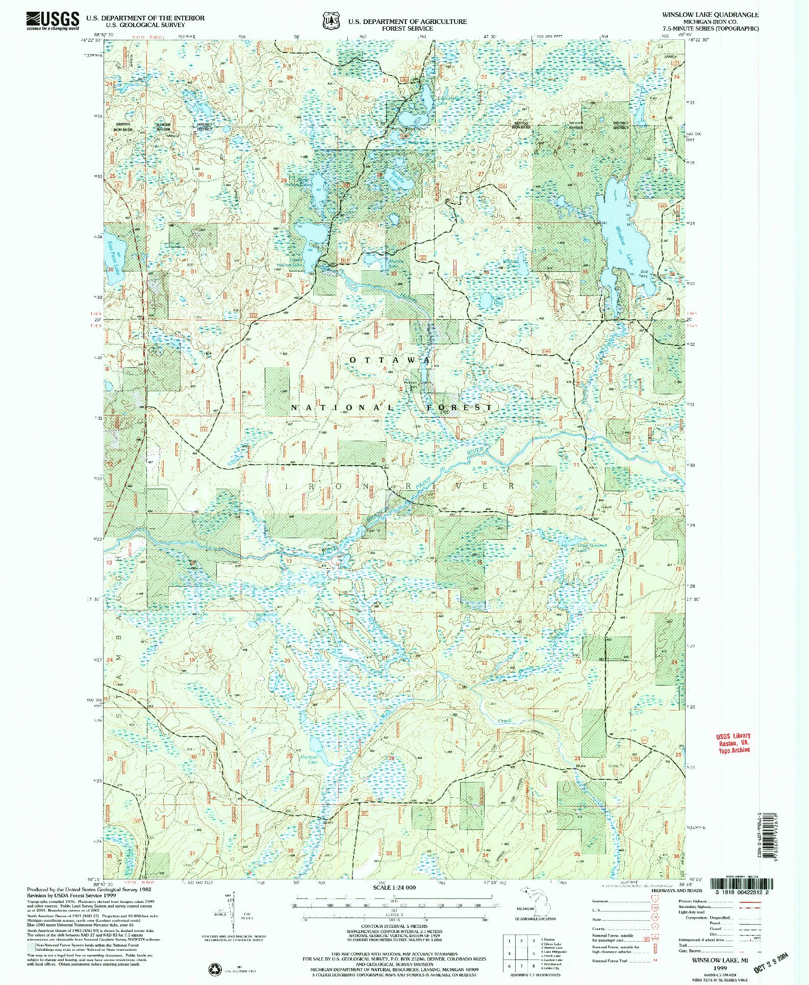 USGS 1:24000-SCALE QUADRANGLE FOR WINSLOW LAKE, MI 1999