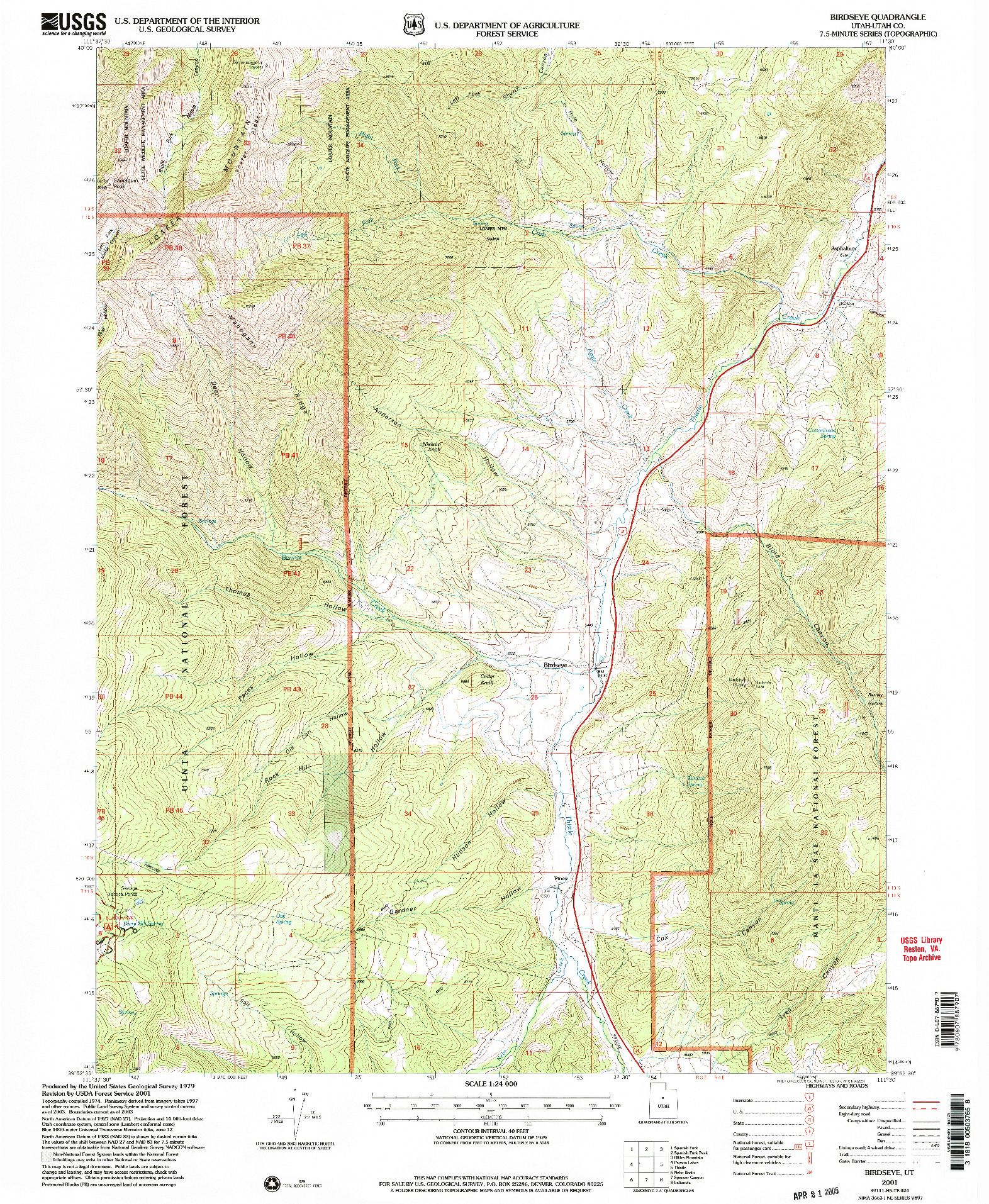 USGS 1:24000-SCALE QUADRANGLE FOR BIRDSEYE, UT 2001