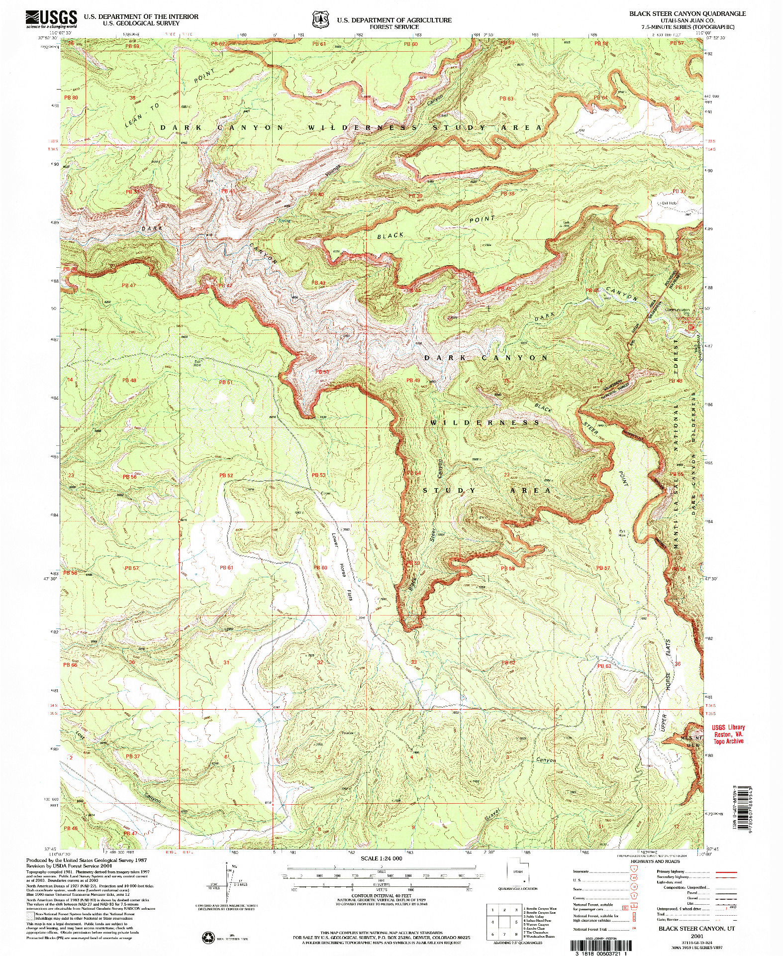 USGS 1:24000-SCALE QUADRANGLE FOR BLACK STEER CANYON, UT 2001