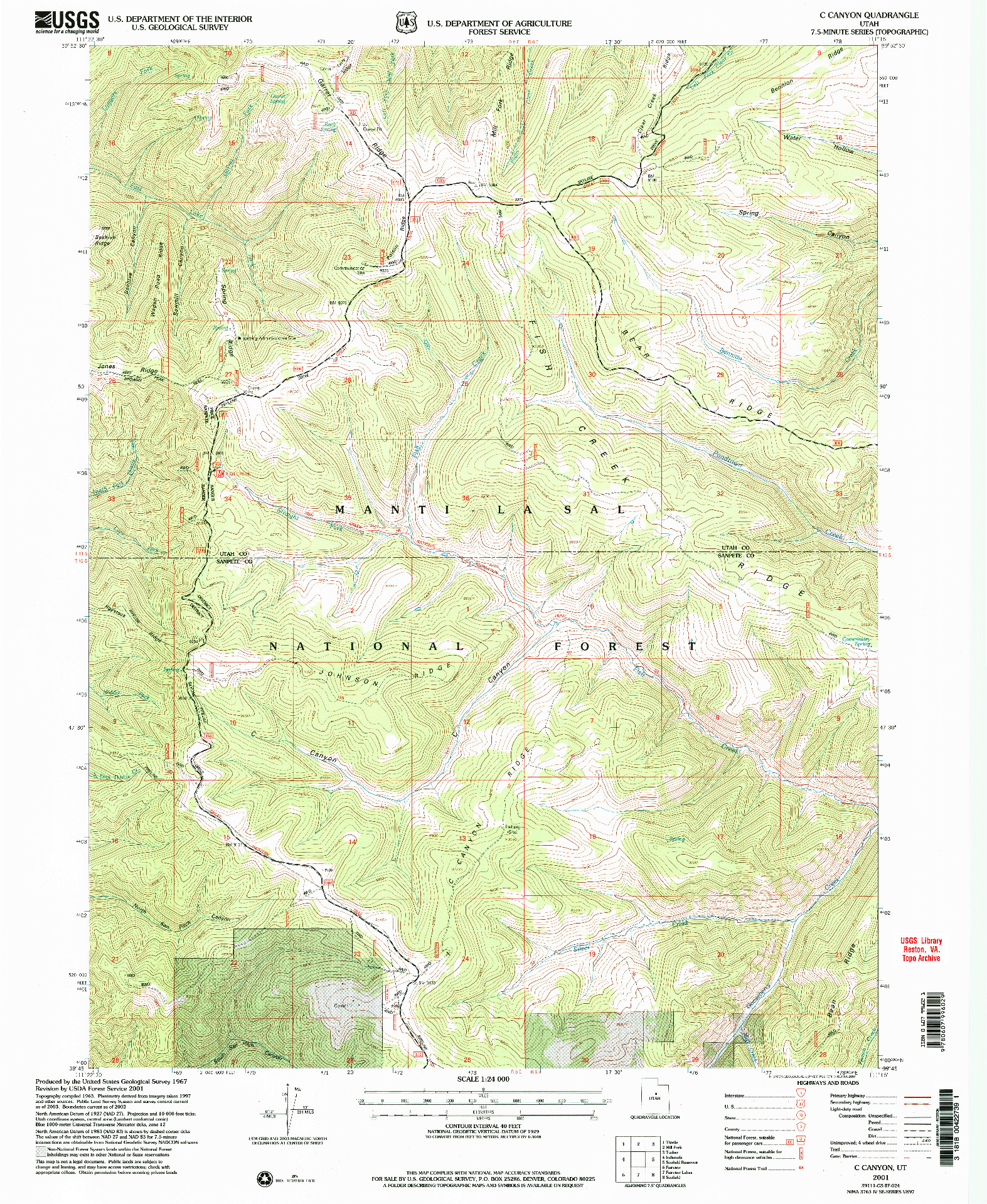 USGS 1:24000-SCALE QUADRANGLE FOR C CANYON, UT 2001