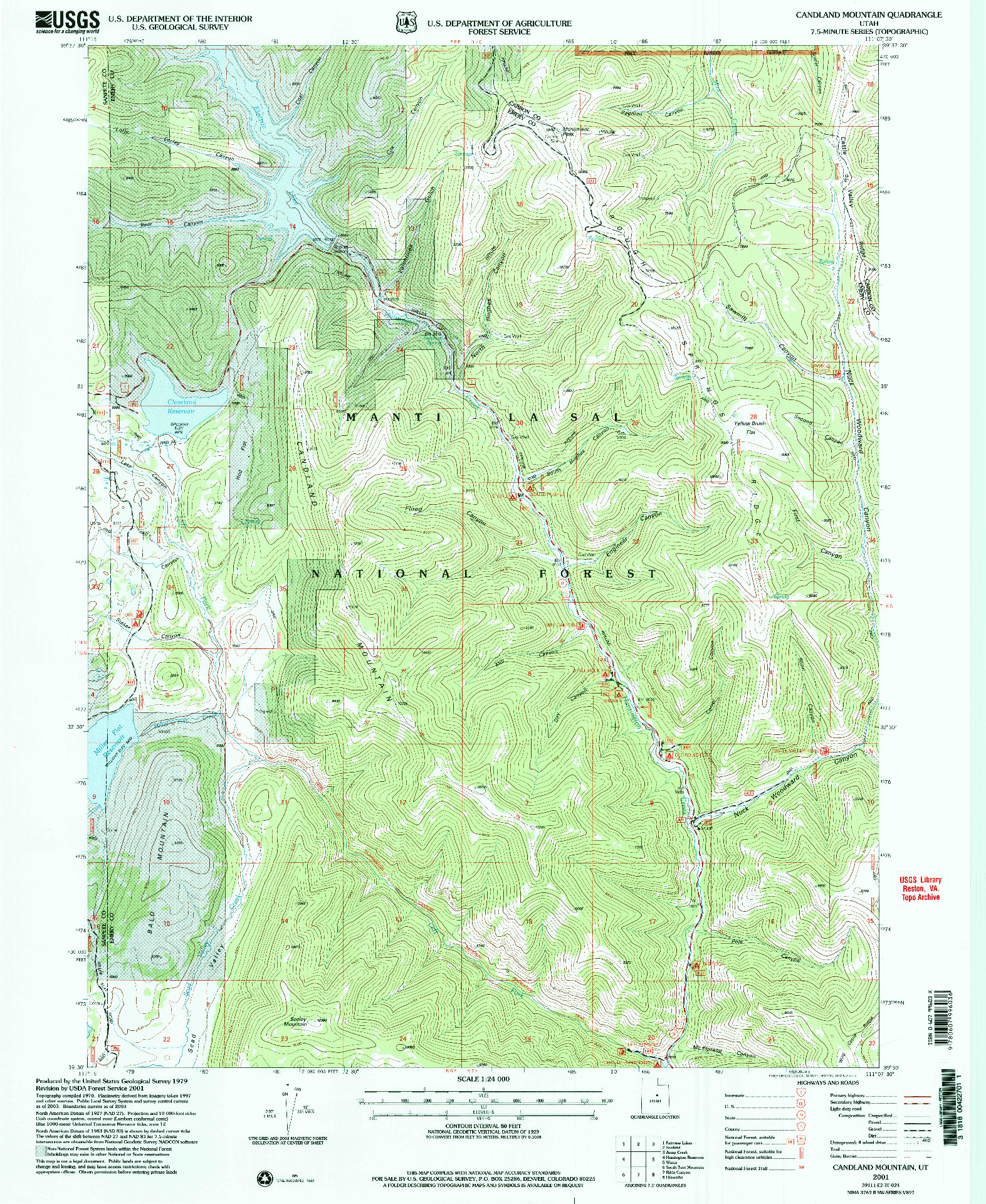USGS 1:24000-SCALE QUADRANGLE FOR CANDLAND MOUNTAIN, UT 2001