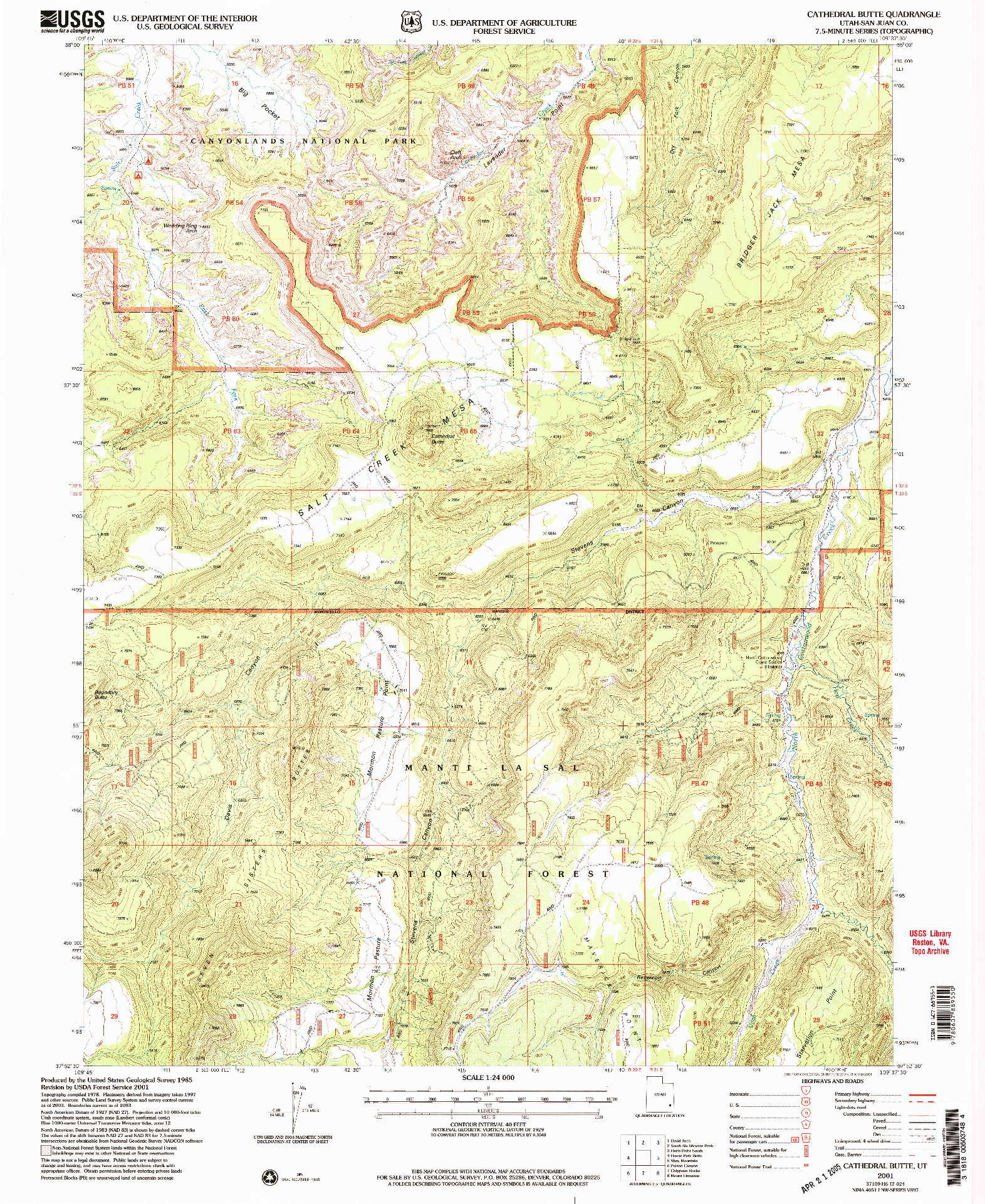 USGS 1:24000-SCALE QUADRANGLE FOR CATHEDRAL BUTTE, UT 2001