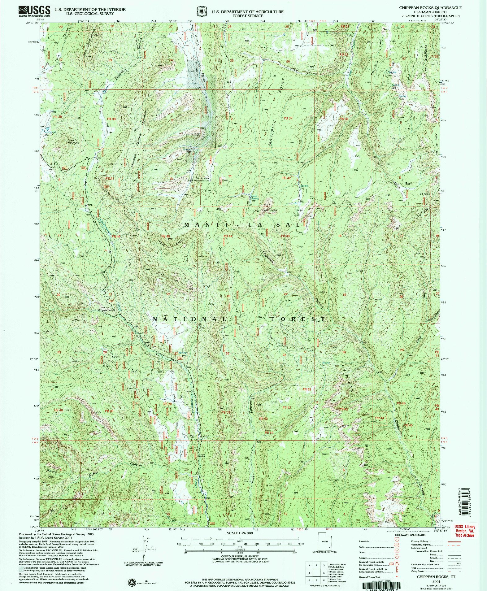 USGS 1:24000-SCALE QUADRANGLE FOR CHIPPEAN ROCKS, UT 2001