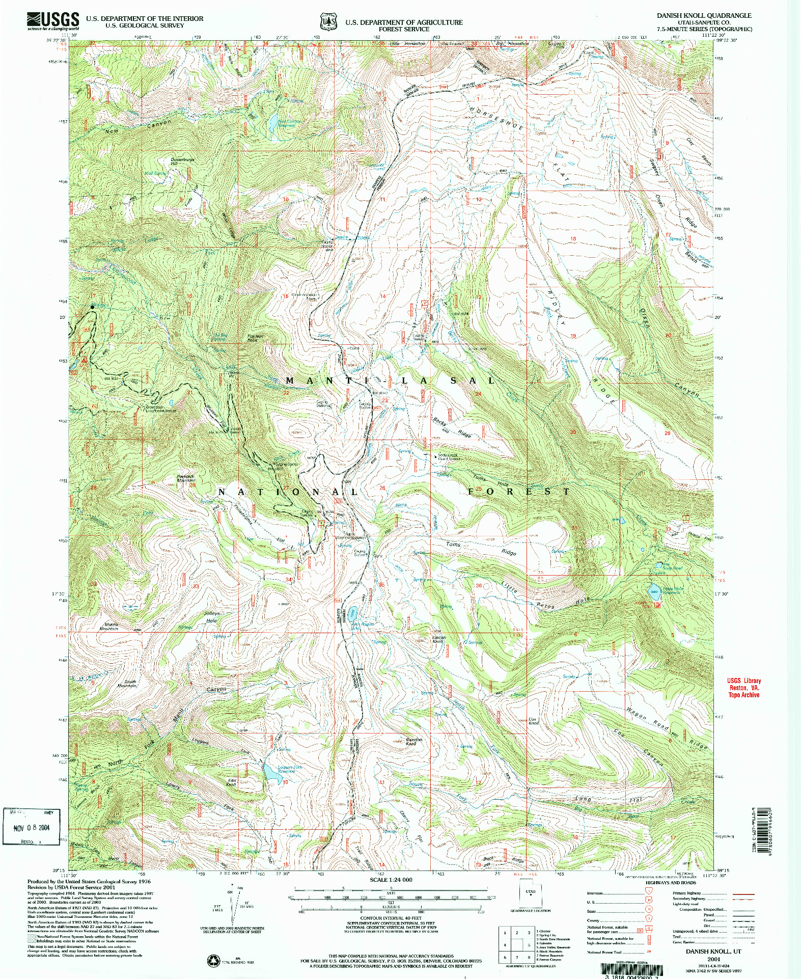 USGS 1:24000-SCALE QUADRANGLE FOR DANISH KNOLL, UT 2001