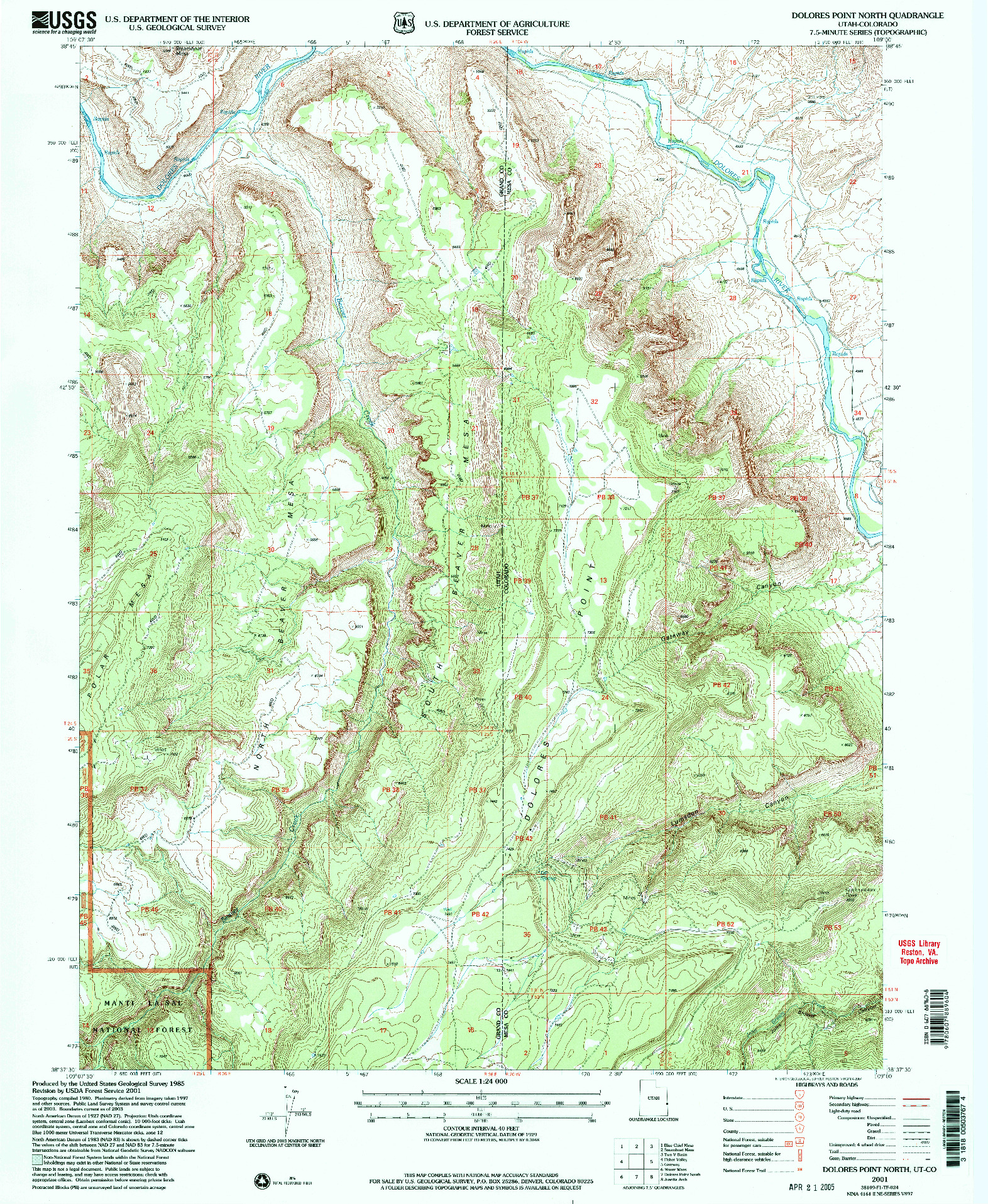 USGS 1:24000-SCALE QUADRANGLE FOR DOLORES POINT NORTH, UT 2001