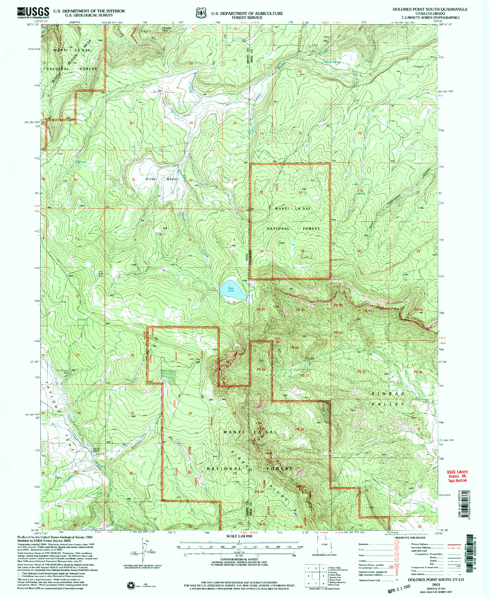 USGS 1:24000-SCALE QUADRANGLE FOR DOLORES POINT SOUTH, UT 2001