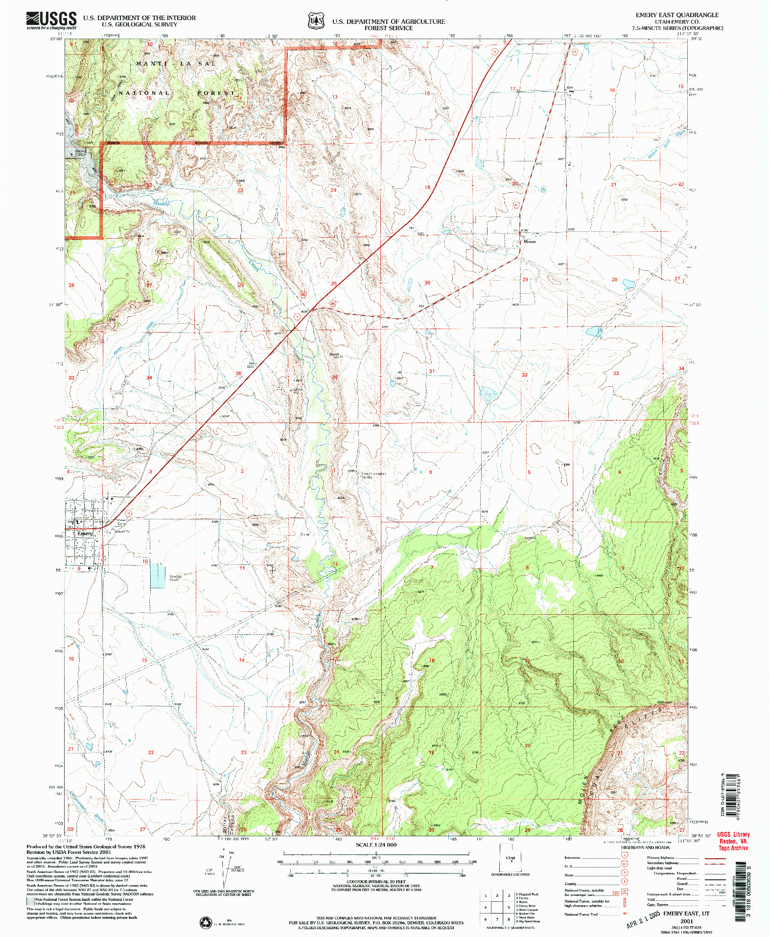 USGS 1:24000-SCALE QUADRANGLE FOR EMERY EAST, UT 2001