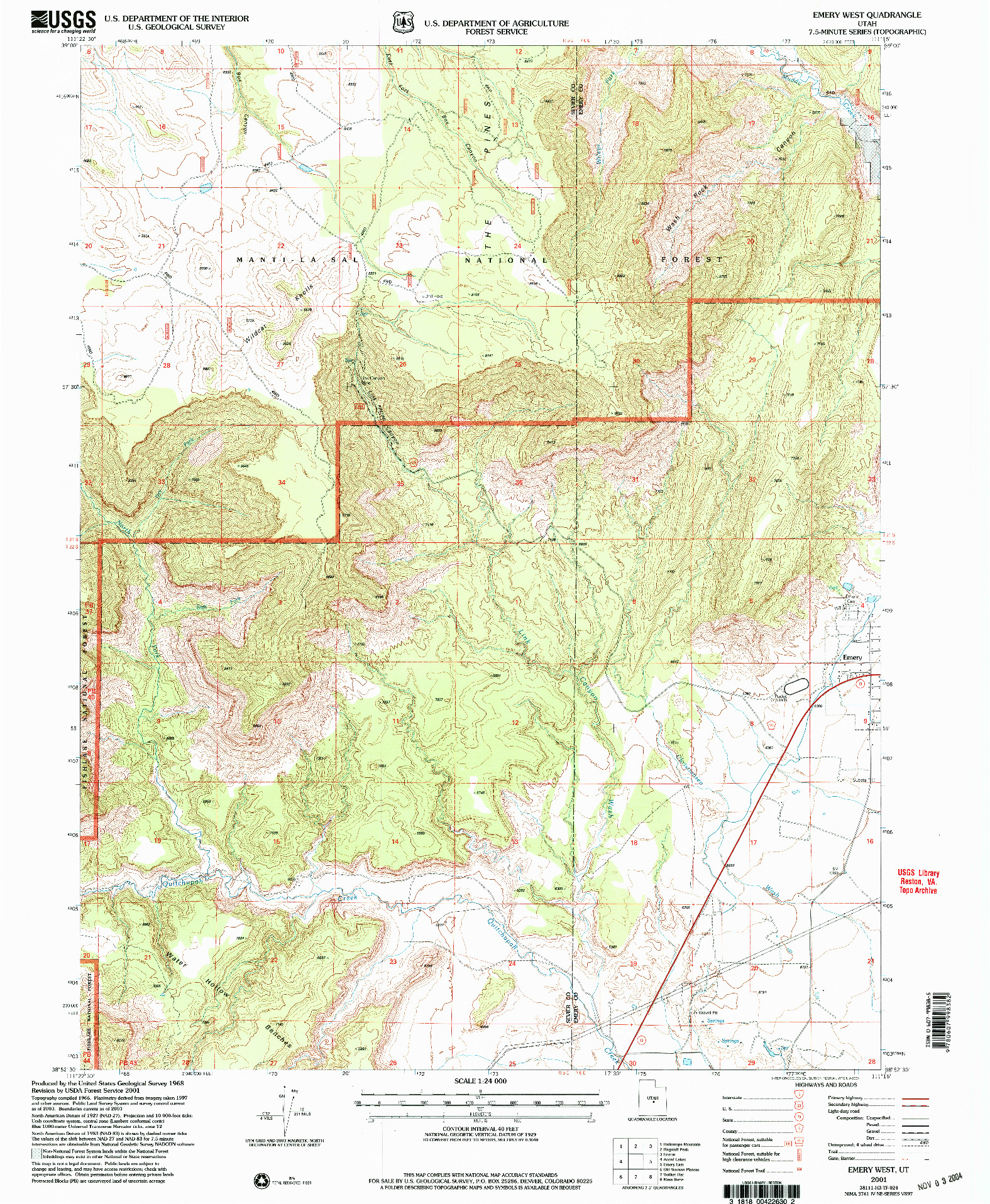 USGS 1:24000-SCALE QUADRANGLE FOR EMERY WEST, UT 2001