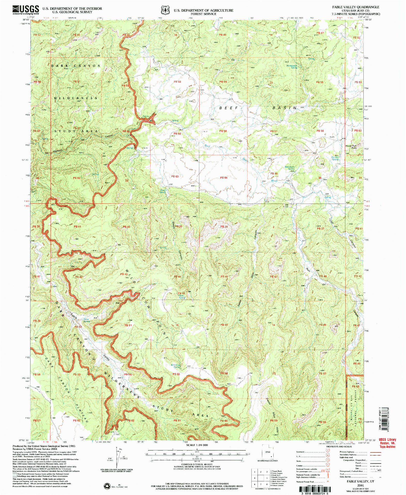 USGS 1:24000-SCALE QUADRANGLE FOR FABLE VALLEY, UT 2001