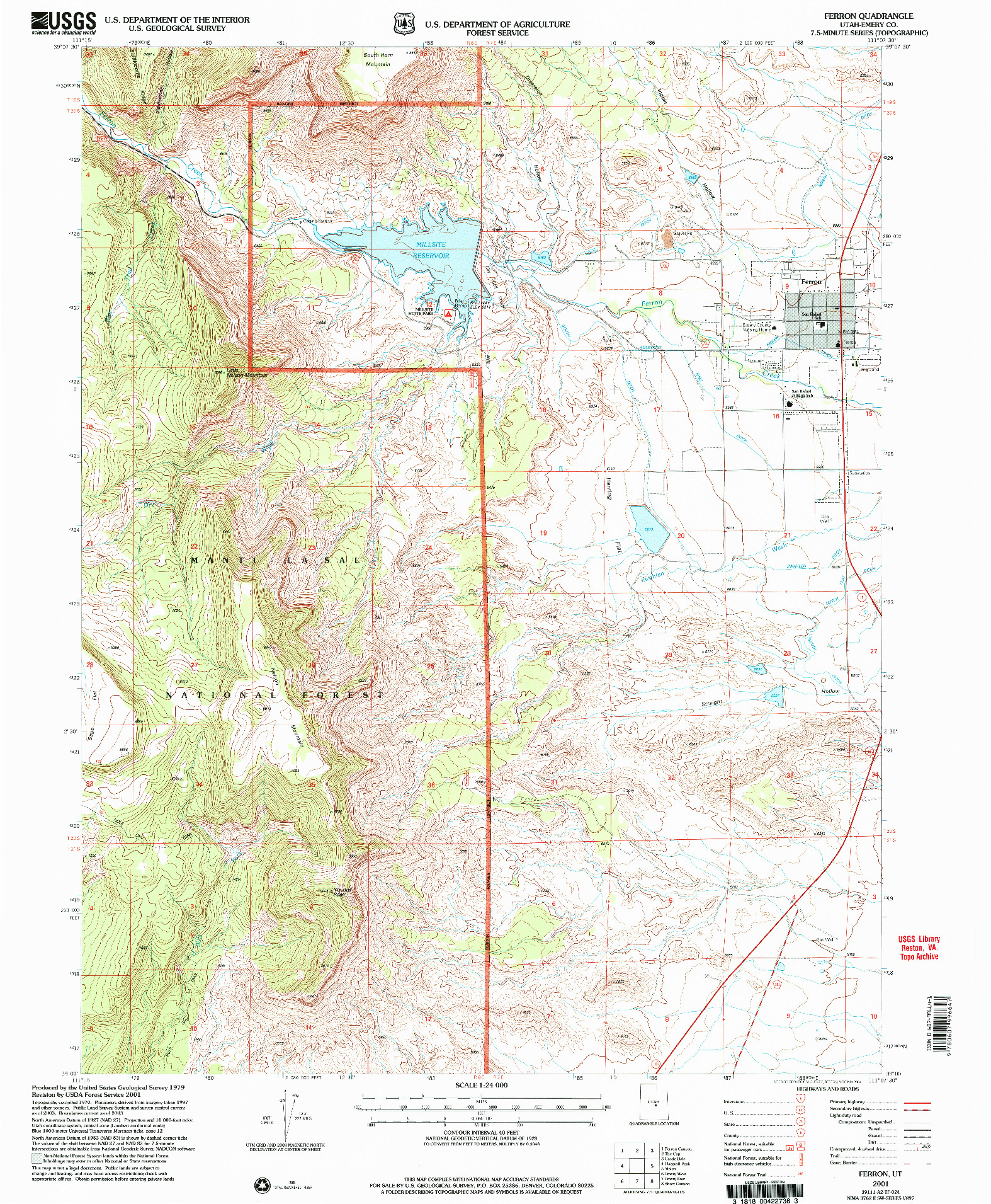 USGS 1:24000-SCALE QUADRANGLE FOR FERRON, UT 2001