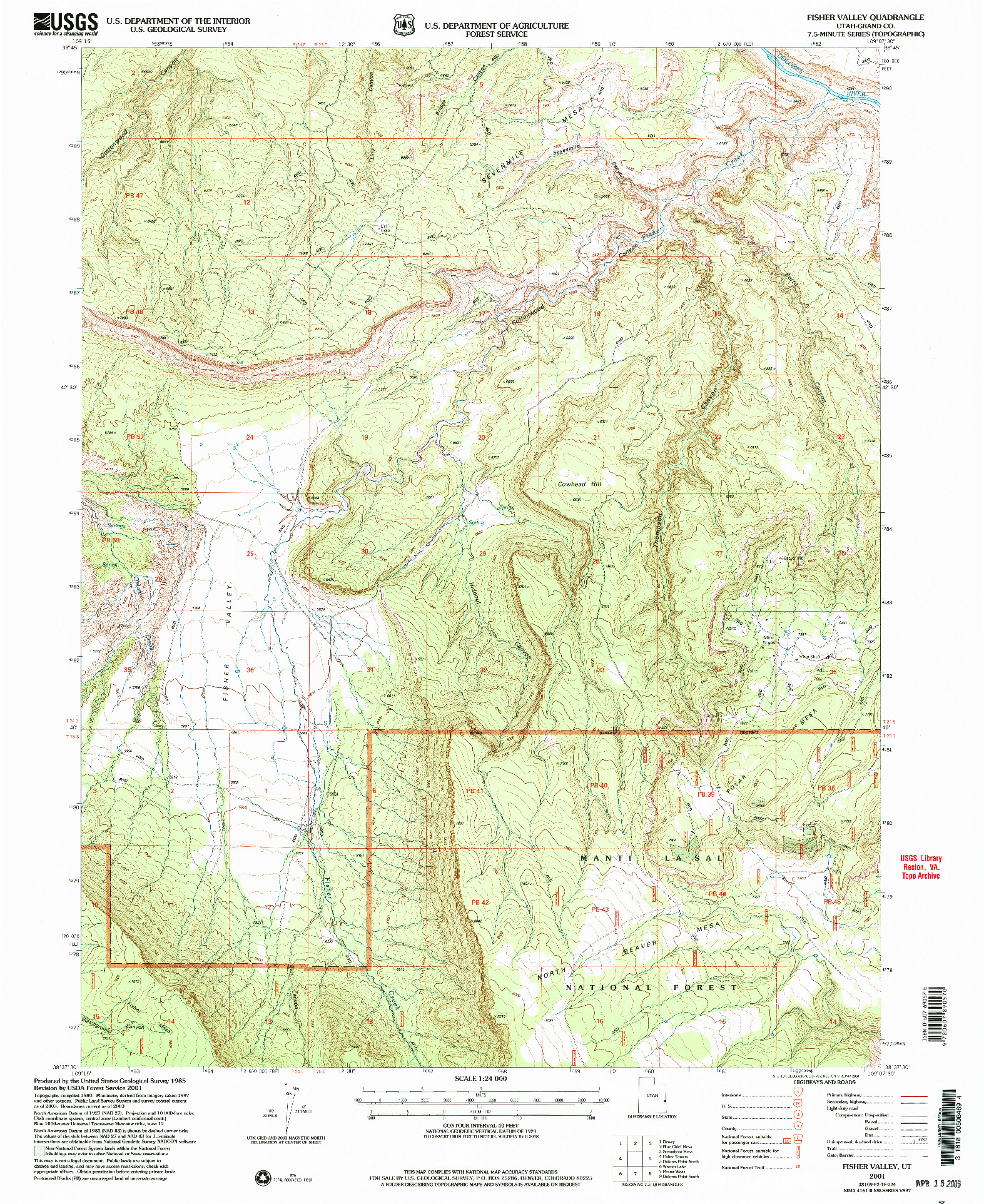 USGS 1:24000-SCALE QUADRANGLE FOR FISHER VALLEY, UT 2001