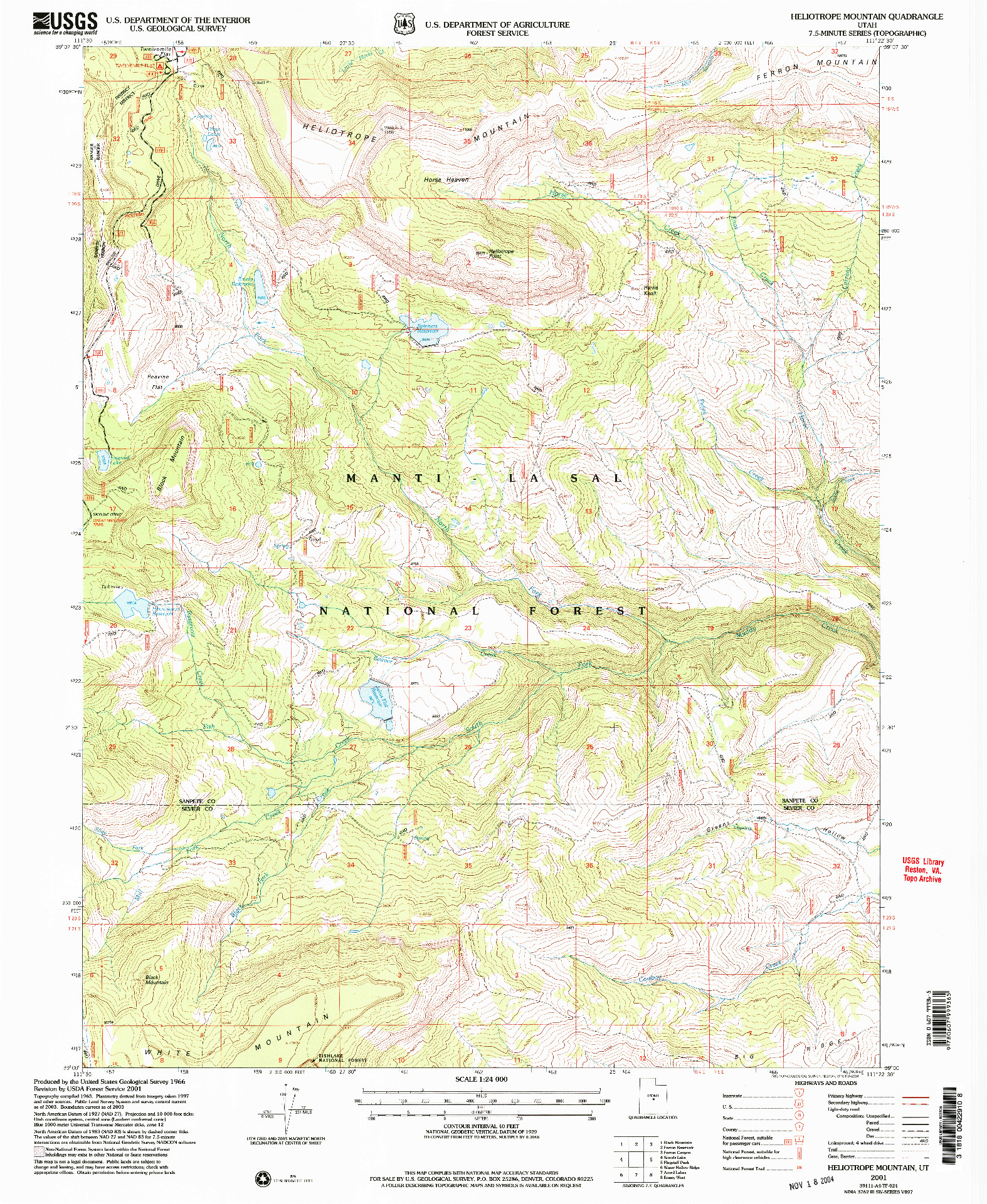 USGS 1:24000-SCALE QUADRANGLE FOR HELIOTROPE MOUNTAIN, UT 2001